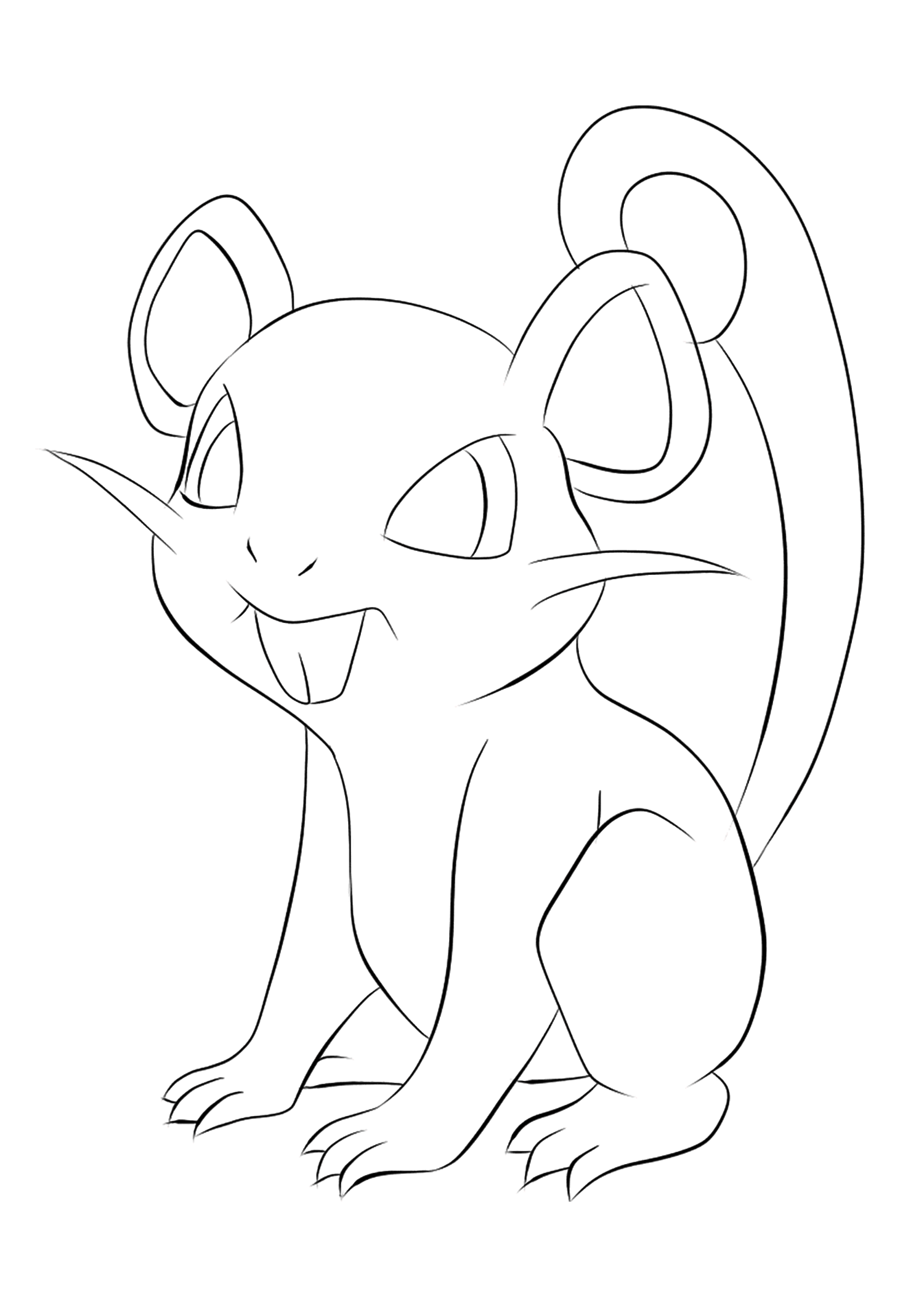 Rattata (No.19). Coloriage de Rattata (Rattata), Pokémon de Génération I, de type : Ténèbres et NormalPermission: Todos os direitos reservados © Pokémon company e Ken Sugimori.