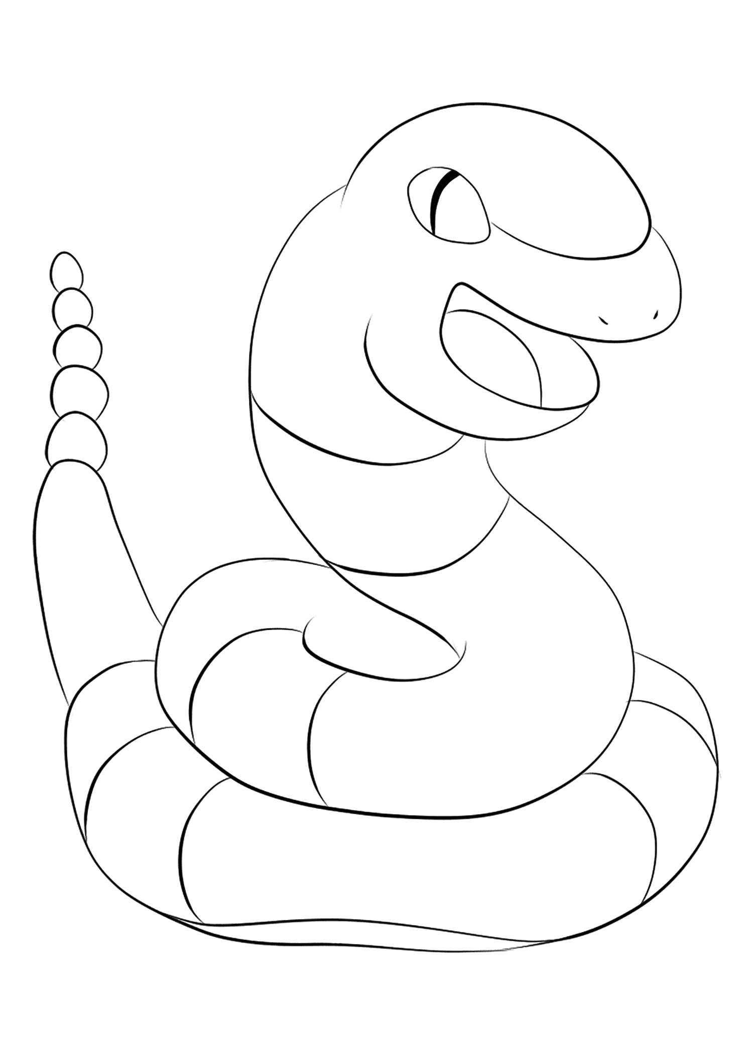 Abo (No.23). Coloriage de Abo (Ekans), Pokémon de Génération I, de type : PoisonPermission: Todos os direitos reservados © Pokémon company e Ken Sugimori.