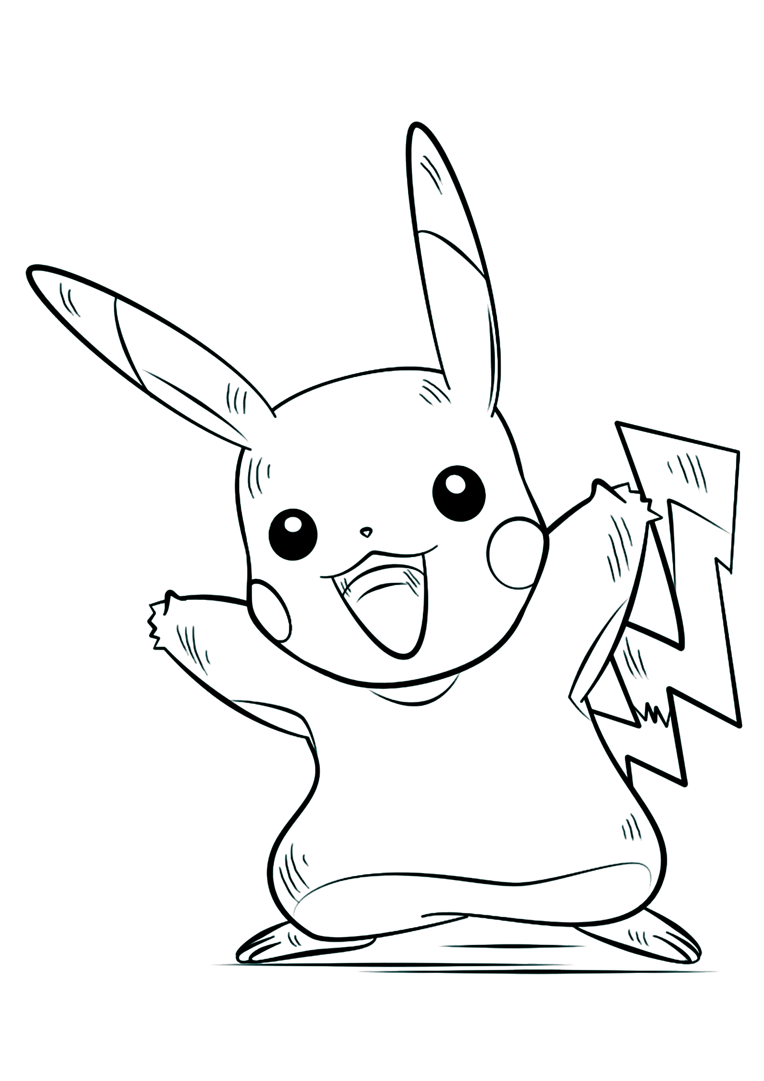 Pikachu (Nº.25). Pikachu coloring (Pikachu), Pokémon of Generation I, type: ElectrikPermission: Todos os direitos reservados © Pokémon company e Ken Sugimori.
