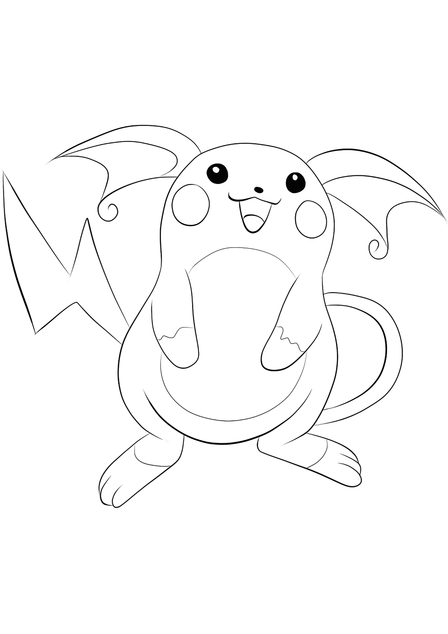 Raichu (No.26). Coloriage de Raichu (Raichu), Pokémon de Génération I, de type : Electrik et PsyOriginal image credit: Pokémon linearts by Lilly Gerbil'font-size:smaller;color:gray'>Permission: Todos os direitos reservados © Pokémon company e Ken Sugimori.