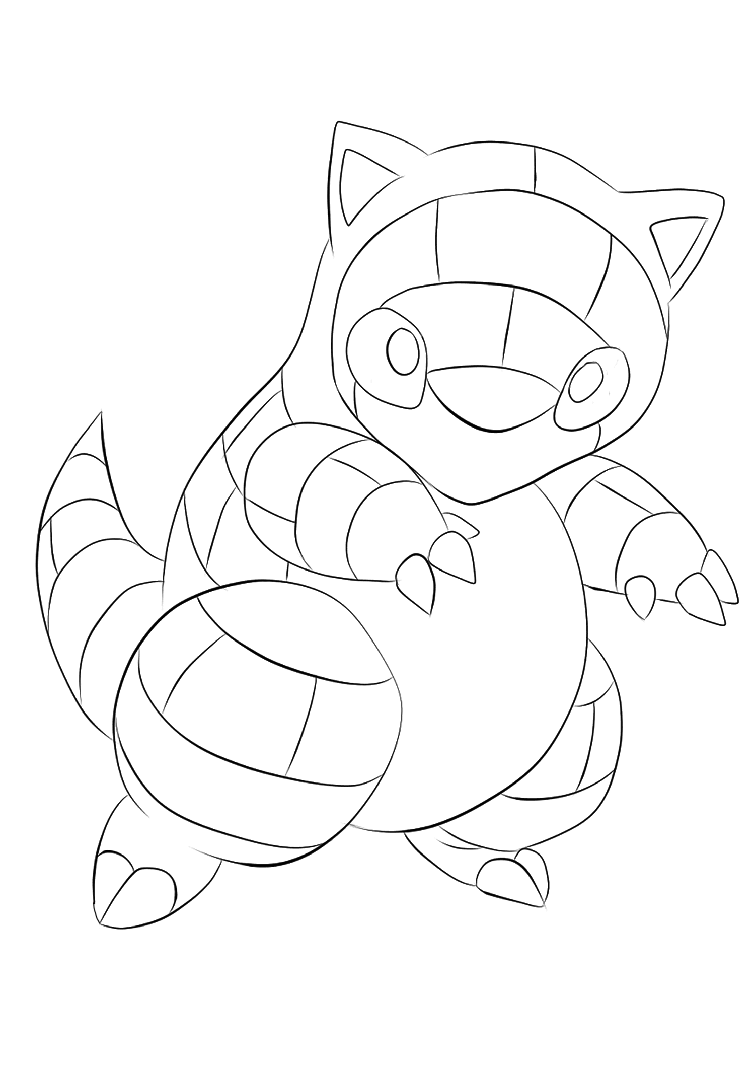 Sabelette (No.27). Coloriage de Sabelette (Sandshrew), Pokémon de Génération I, de type : Glace et AcierPermission: Todos os direitos reservados © Pokémon company e Ken Sugimori.