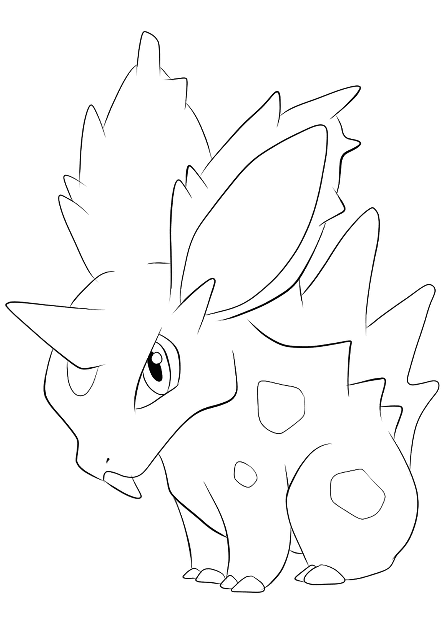 Nidoran? (Nº.32). Coloriage de Nidoran? (Nidoran?), Pokémon de Génération I, de type : PoisonPermission: Todos os direitos reservados © Pokémon company e Ken Sugimori.