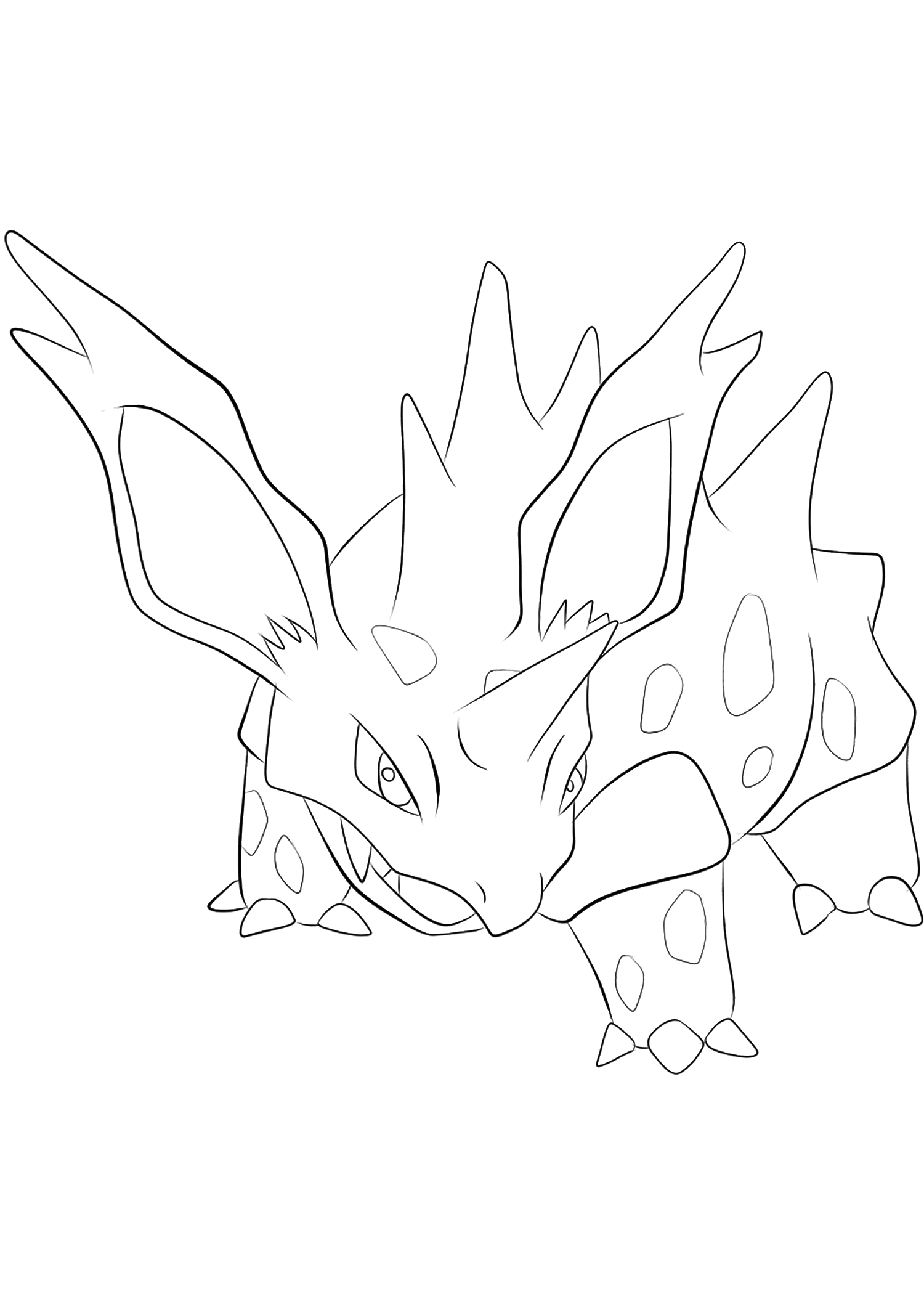 Nidorino (No.33). Coloriage de Nidorino (Nidorino), Pokémon de Génération I, de type : PoisonPermission: Todos os direitos reservados © Pokémon company e Ken Sugimori.