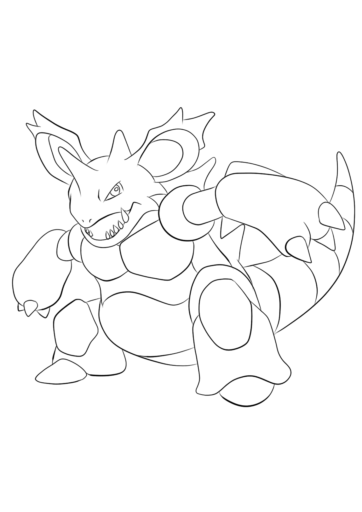 Nidoking (No.34). Coloriage de Nidoking (Nidoking), Pokémon de Génération I, de type : Poison et SolPermission: Todos os direitos reservados © Pokémon company e Ken Sugimori.