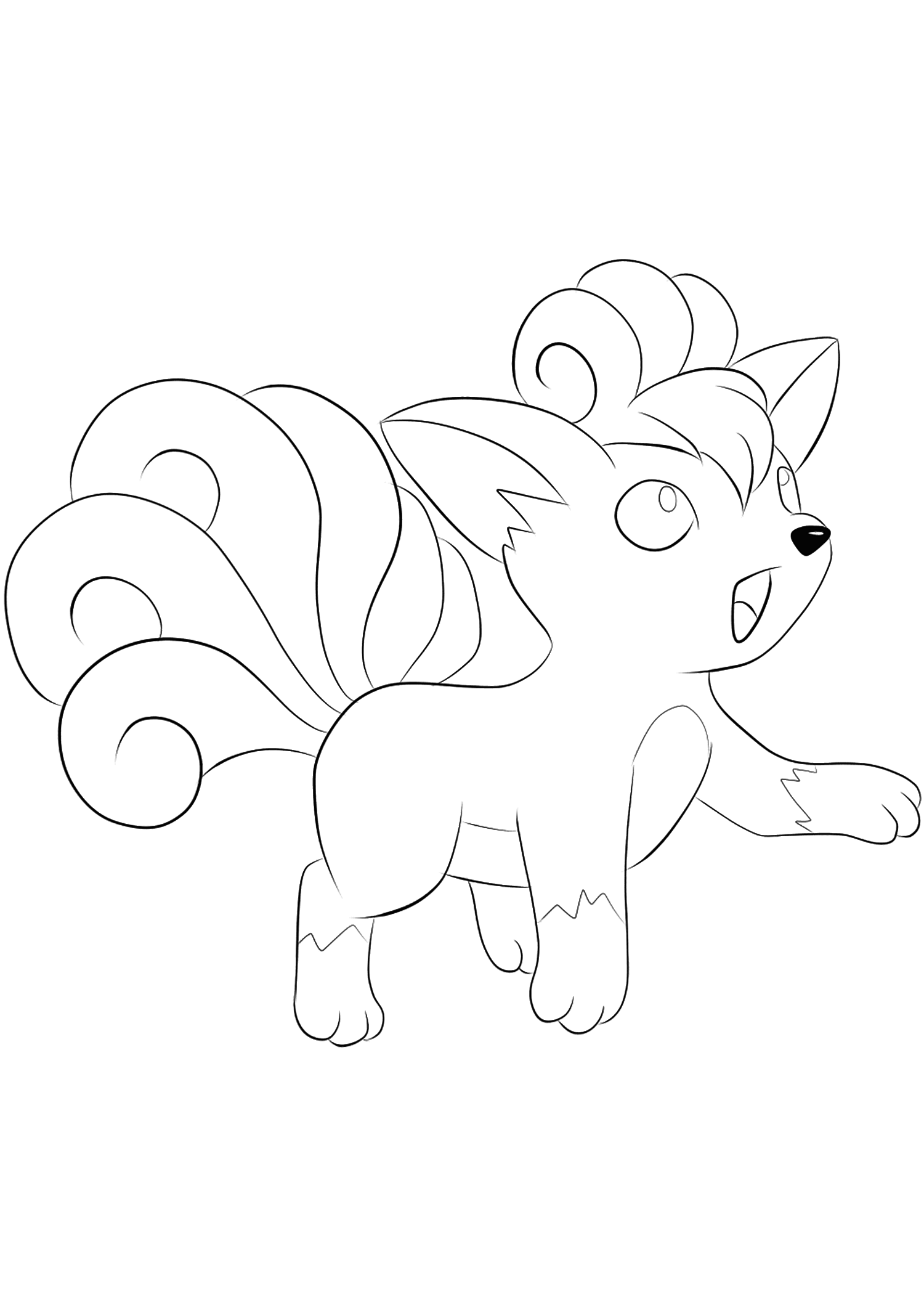 Goupix (Nº.37). Coloriage de Goupix (Vulpix), Pokémon de Génération I, de type : GlacePermission: Todos os direitos reservados © Pokémon company e Ken Sugimori.