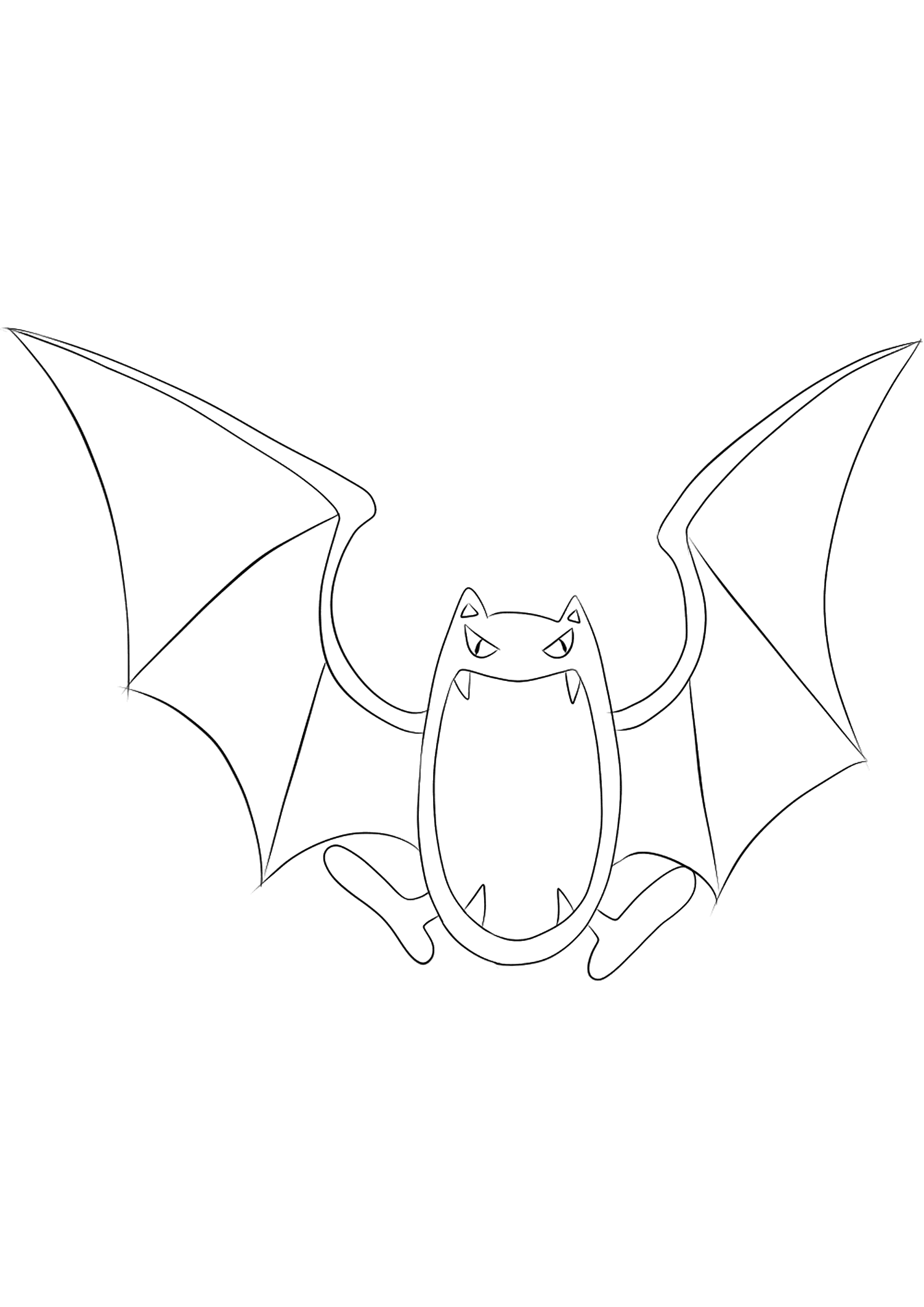 Nosferalt (Nº.42). Coloriage de Nosferalto (Golbat), Pokémon de Génération I, de type : Poison et VolPermission: Todos os direitos reservados © Pokémon company e Ken Sugimori.