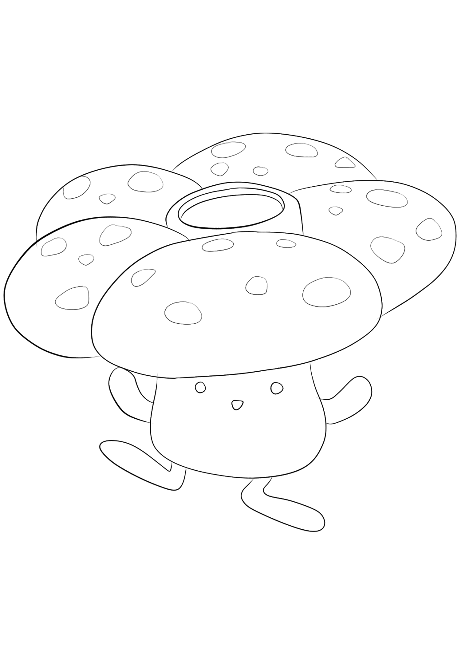 Rafflesia (Nº.45). Coloriage de Rafflesia (Vileplume), Pokémon de Génération I, de type : Plante et PoisonPermission: Todos os direitos reservados © Pokémon company e Ken Sugimori.