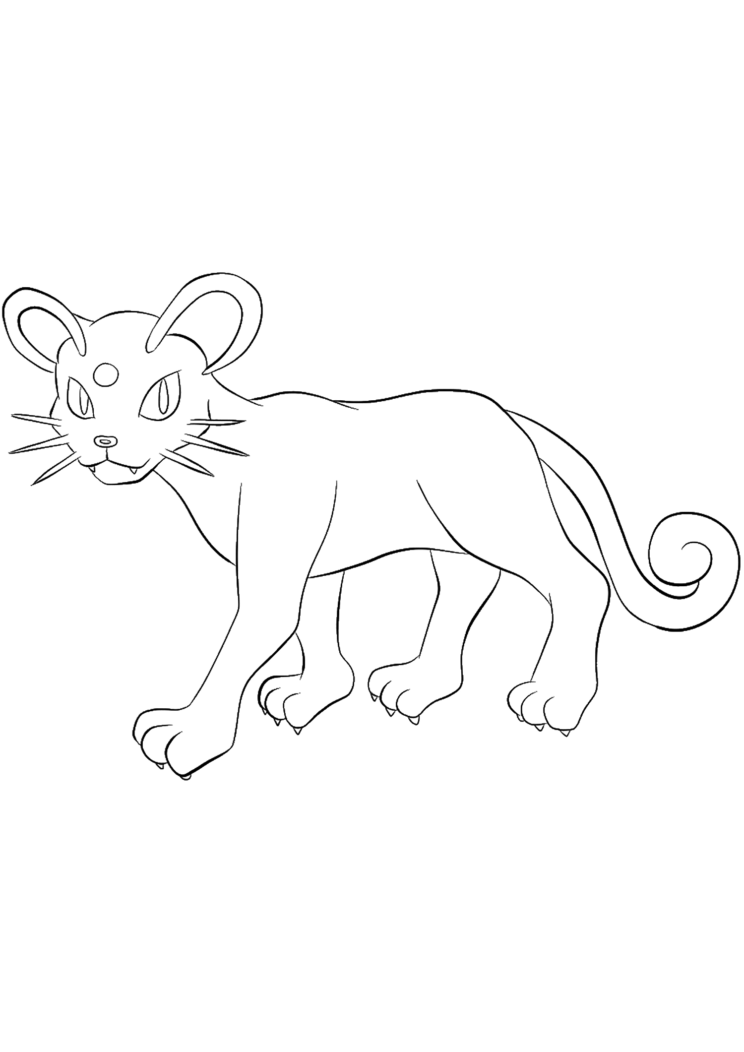 Persa (Nº.53). Coloriage de Persian (Persian), Pokémon de Génération I, de type : TénèbresCrédito da imagem original: Pokémon linearts by Lilly Gerbil on Deviantart.Permission:  Todos os direitos reservados © Pokémon company e Ken Sugimori.