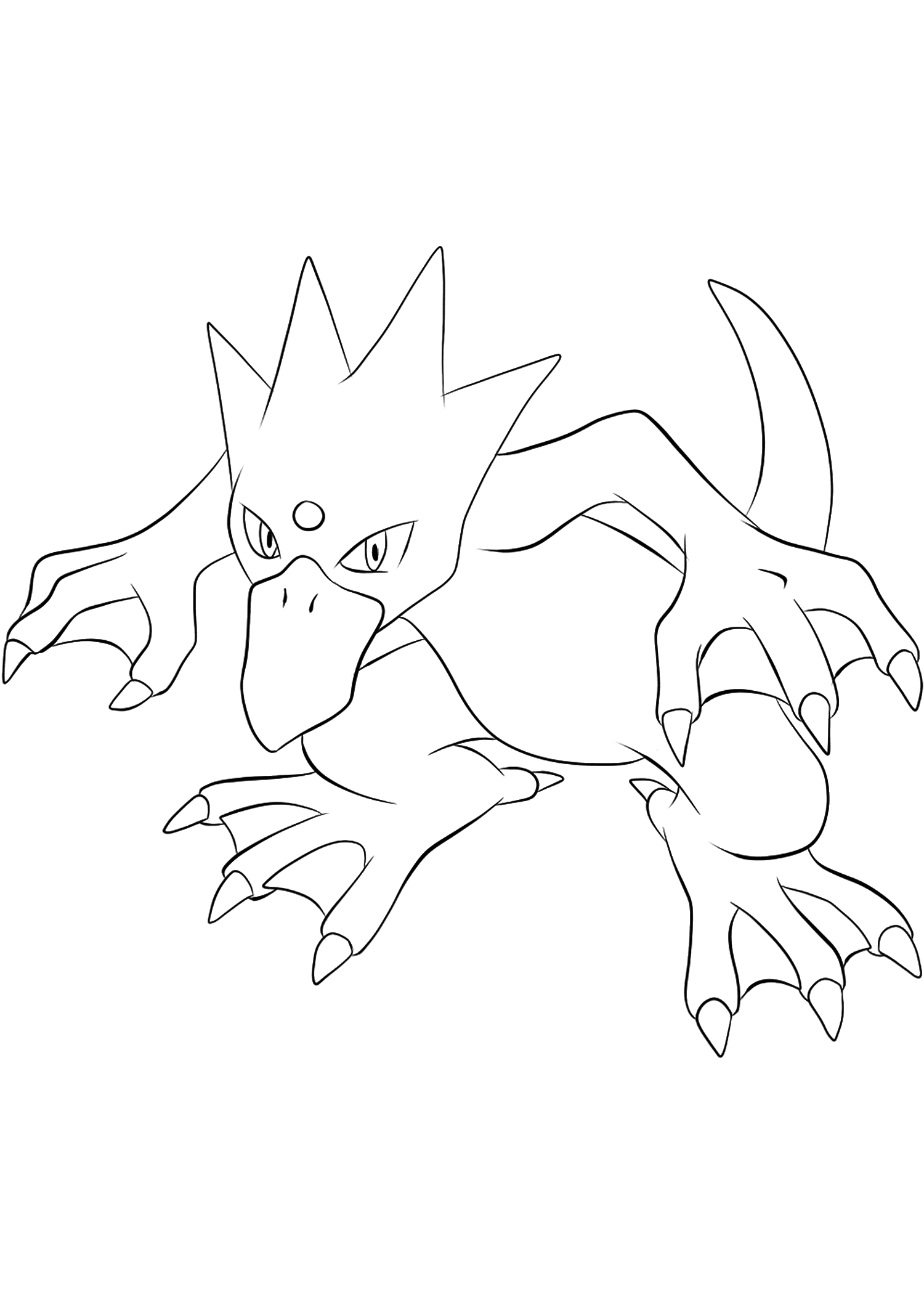 Akwakwak (Nº.55). Coloriage de Akwakwak (Golduck), Pokémon de Génération I, de type : Eau