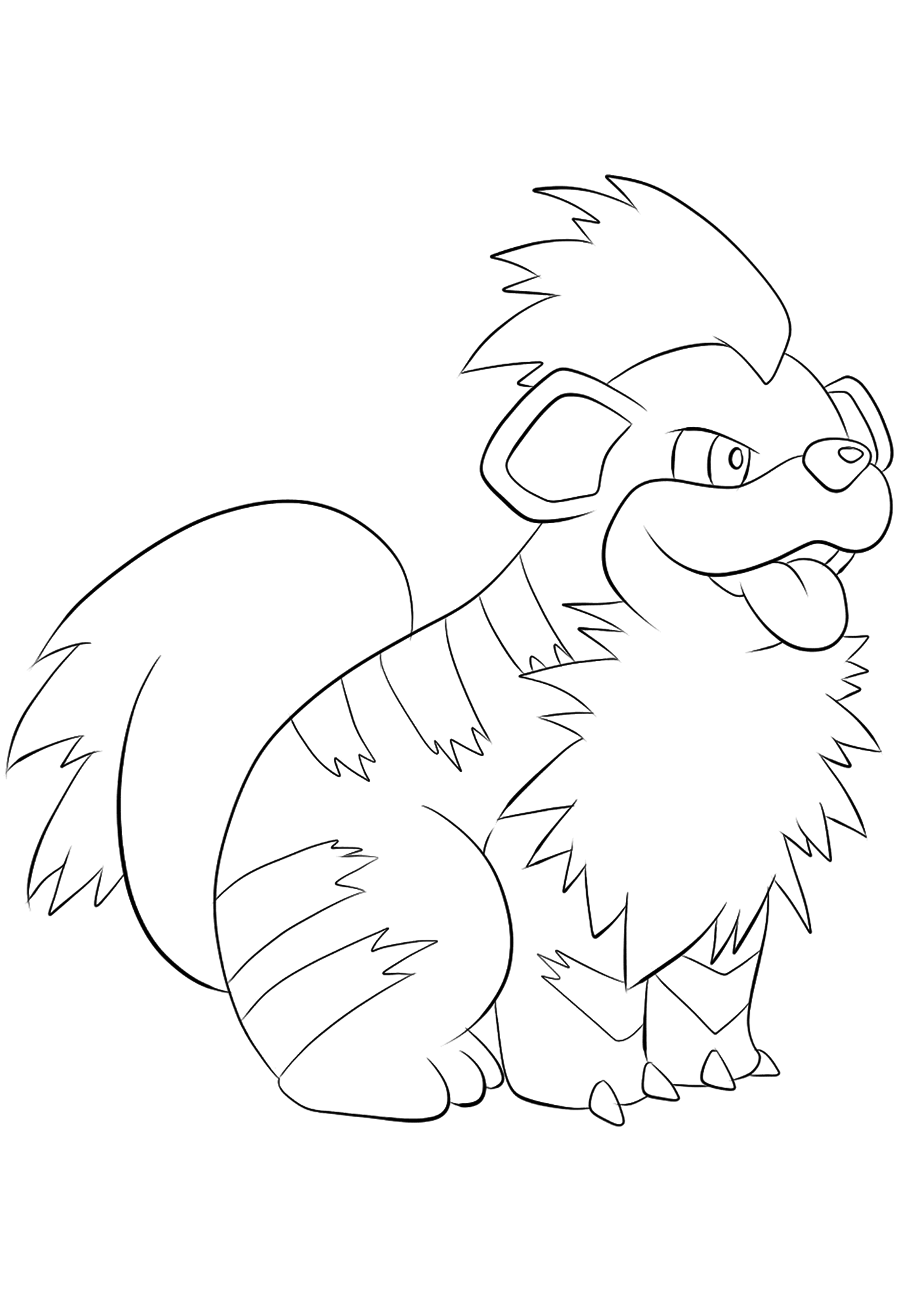 Canines (Nº.58). Coloriage de Caninos (Growlithe), Pokémon de Génération I, de type : Feu