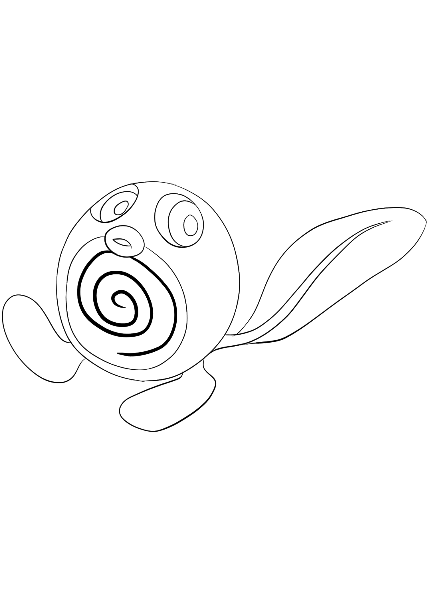 Ptitard (No.60). Coloriage de Ptitard (Poliwag), Pokémon de Génération I, de type : Eau