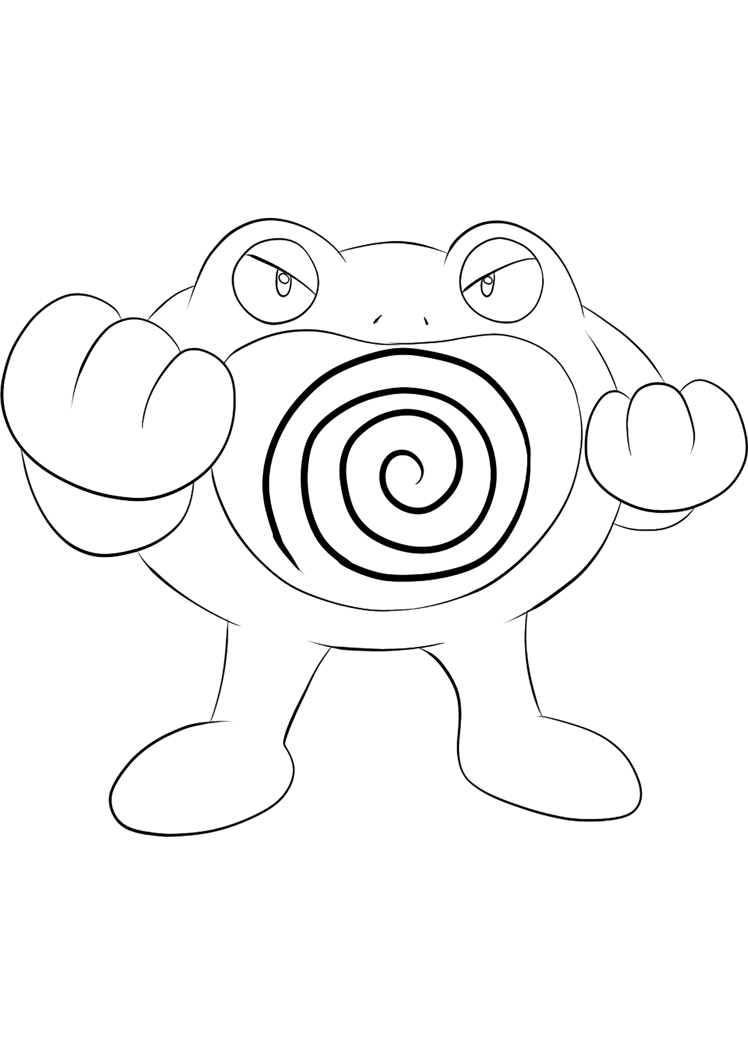 Tartard (Nº.62). Coloriage de Tartard (Poliwrath), Pokémon de Génération I, de type : Eau et CombatOriginal image credit: Pokémon linearts by Lilly Gerbil em Deviantart.Permission:  Todos os direitos reservados © Pokémon company e Ken Sugimori.