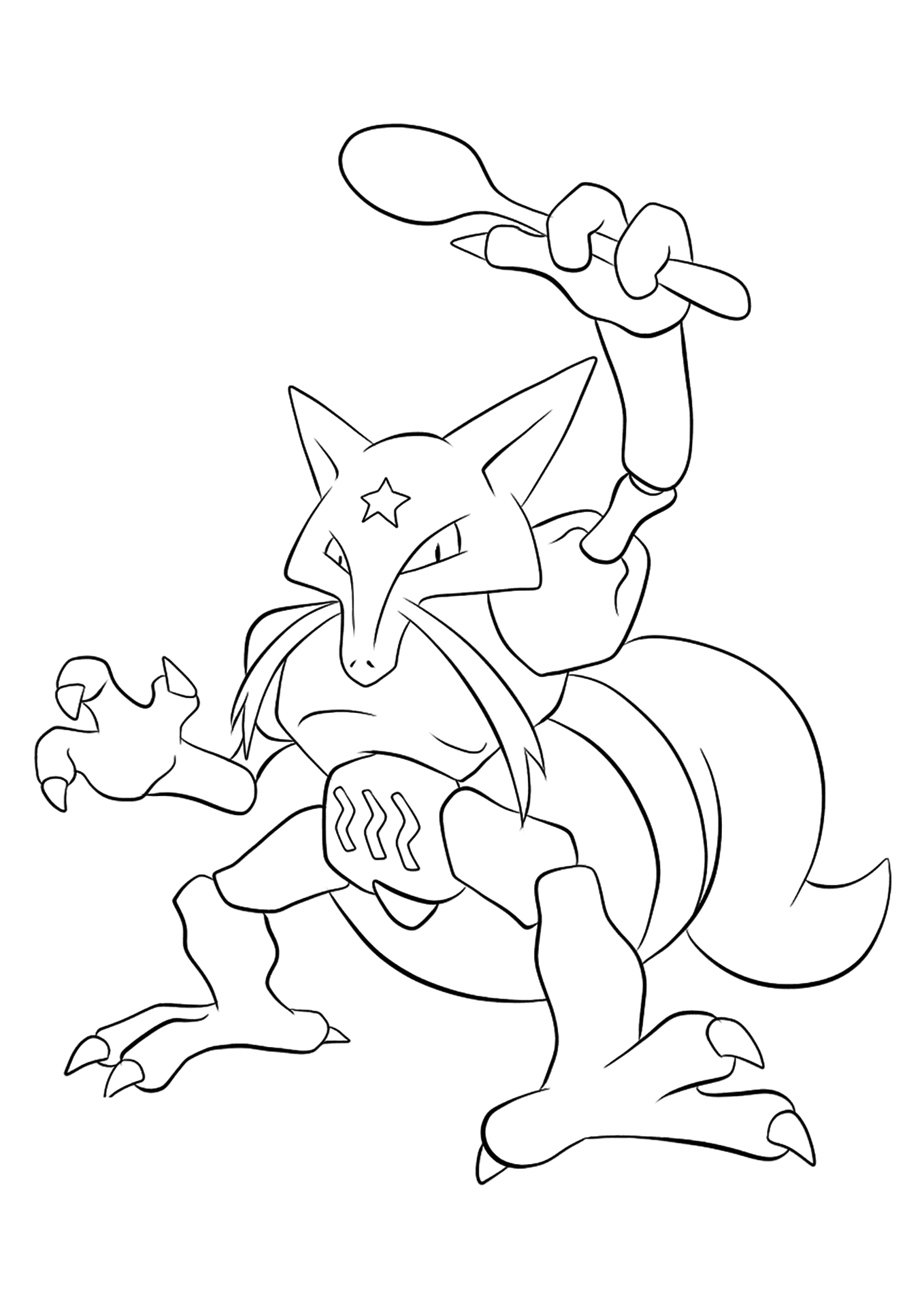 Kadabra (No.64). Coloriage de Kadabra (Kadabra), Pokémon de Génération I, de type : PsyCrédito da imagem original: Pokémon linearts by Lilly Gerbil on Deviantart.Permission:  Todos os direitos reservados © Pokémon company e Ken Sugimori.