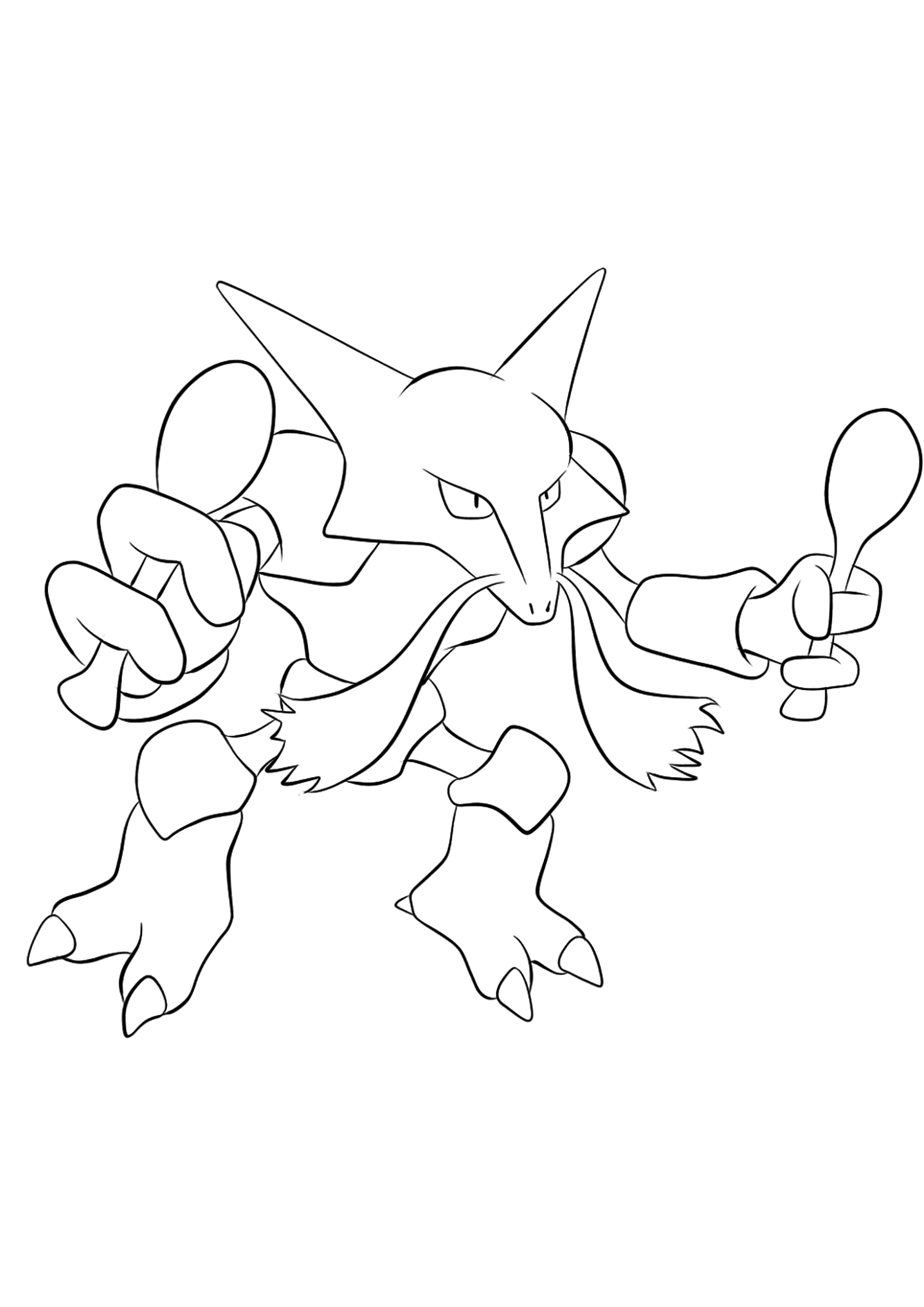 Alakazam (Nº.65). Coloriage de Alakazam (Alakazam), Pokémon de Génération I, de type : PsyCrédito da imagem original: Pokémon linearts by Lilly Gerbil on Deviantart.Permission:  Todos os direitos reservados © Pokémon company e Ken Sugimori.