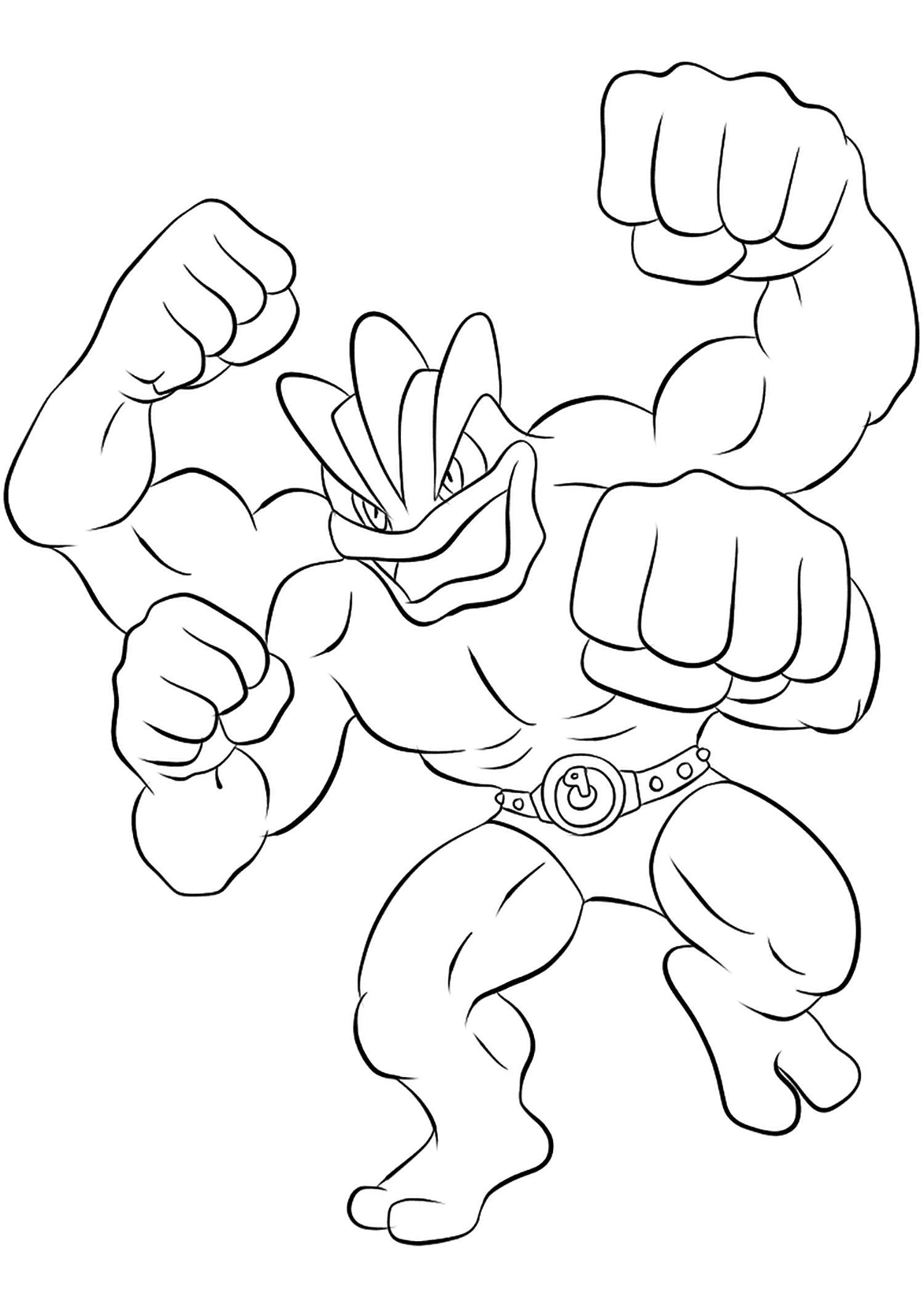 Mackogneur (No.68). Coloriage de Mackogneur (Machamp), Pokémon de Génération I, de type : Combat