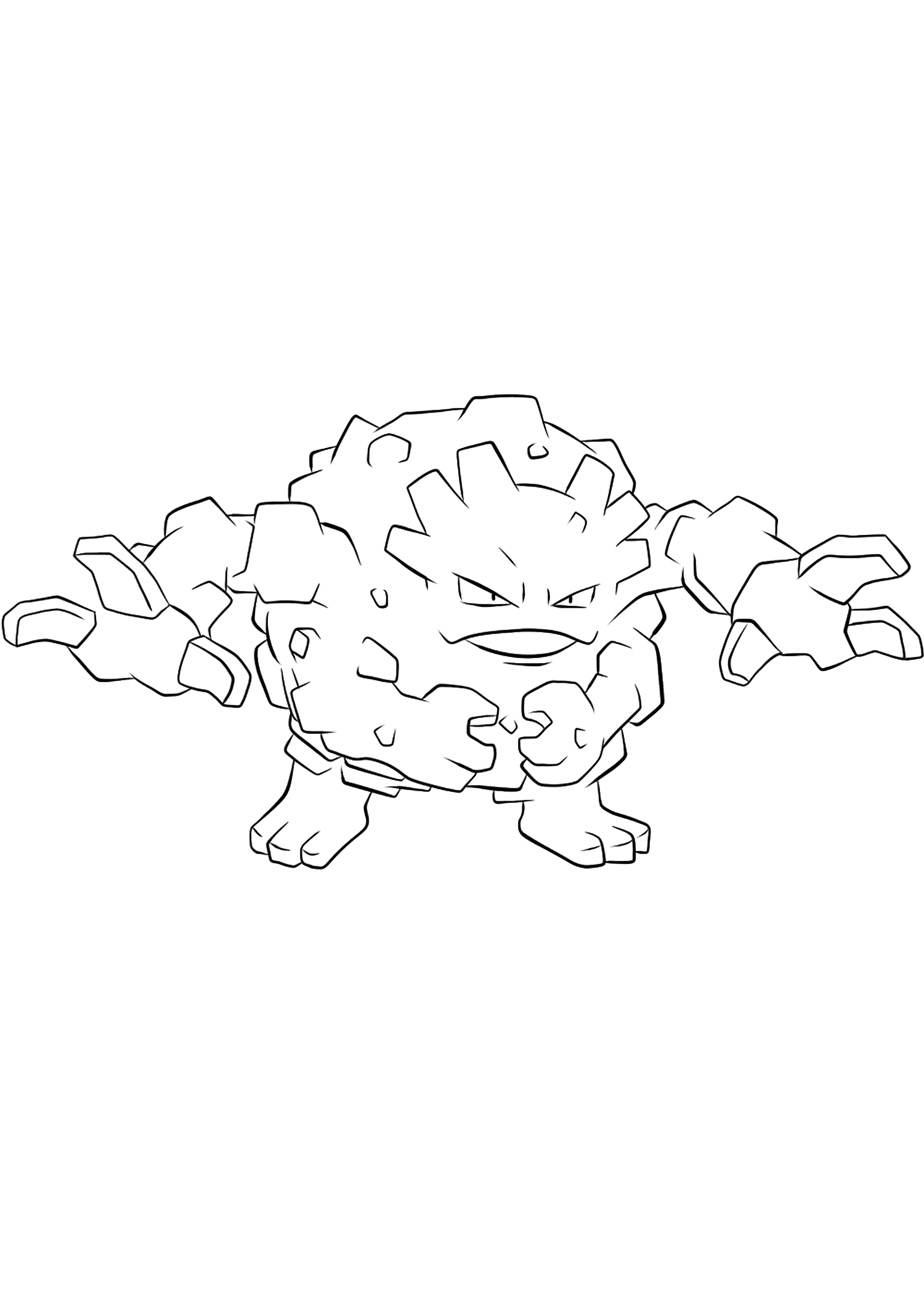 Gravalanch (No.75). Coloriage de Gravalanch (Graveler), Pokémon de Génération I, de type : Roche et ElectrikOriginal image credit: Pokémon linearts by Lilly Gerbil em Deviantart.Permission:  Todos os direitos reservados © Pokémon company e Ken Sugimori.