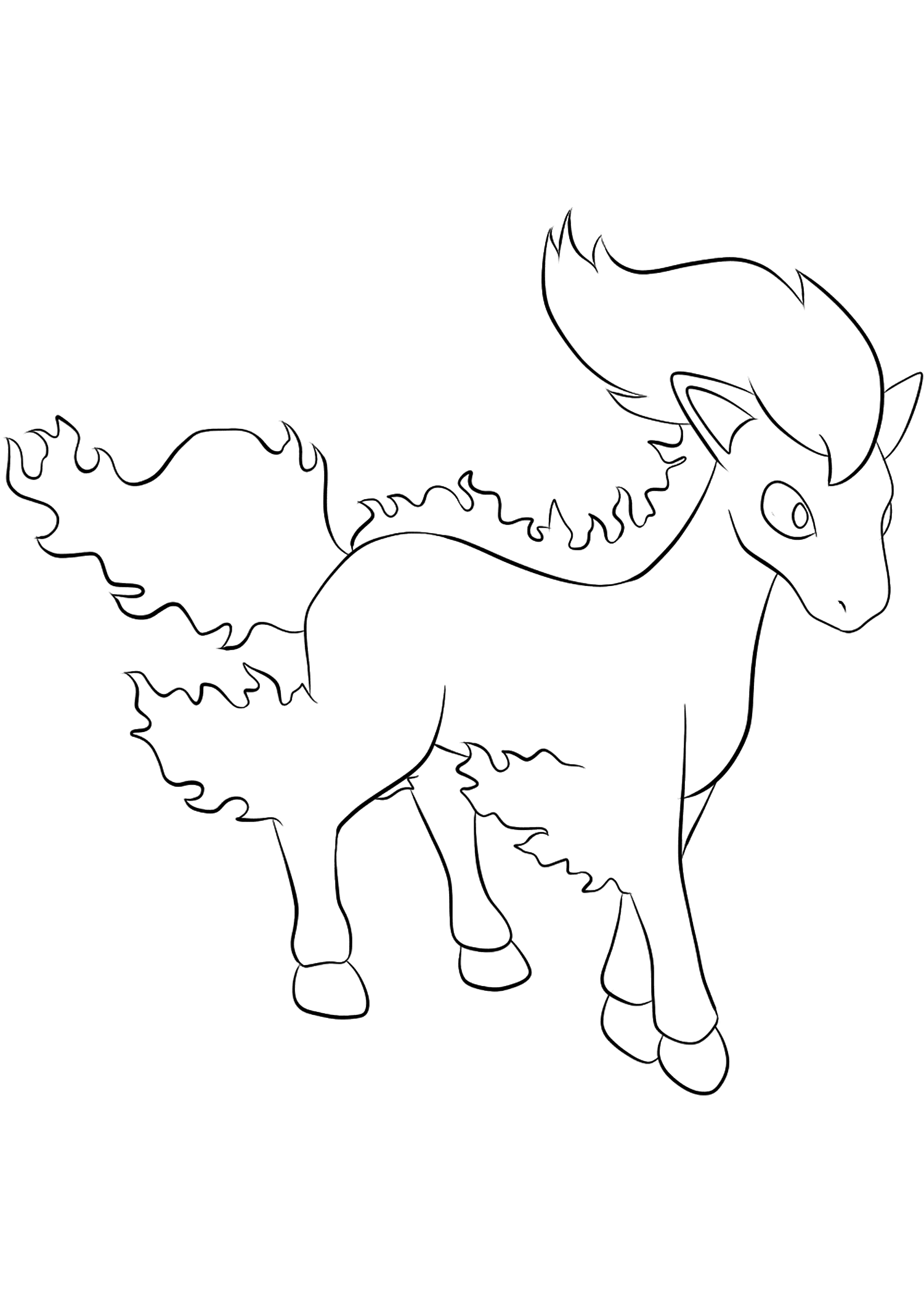 Ponyta (No.77). Coloriage de Ponyta (Ponyta), Pokémon de Génération I, de type : Feu
