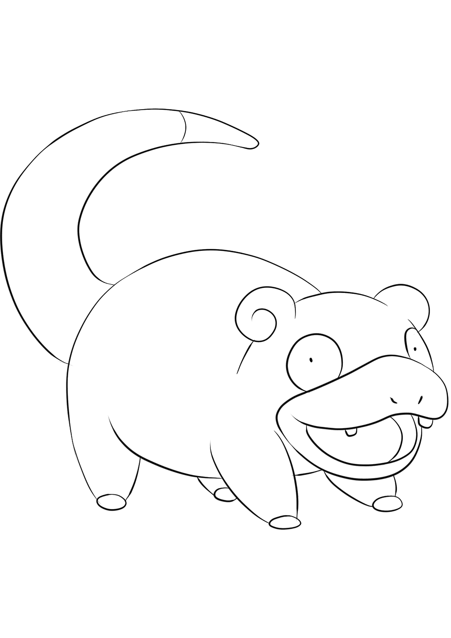 Ramoloss (No.79). Coloriage de Ramoloss (Slowpoke), Pokémon de Génération I, de type : Eau et PsyOriginal image credit: Pokémon linearts by Lilly Gerbil em Deviantart.Permission:  Todos os direitos reservados © Pokémon company e Ken Sugimori.