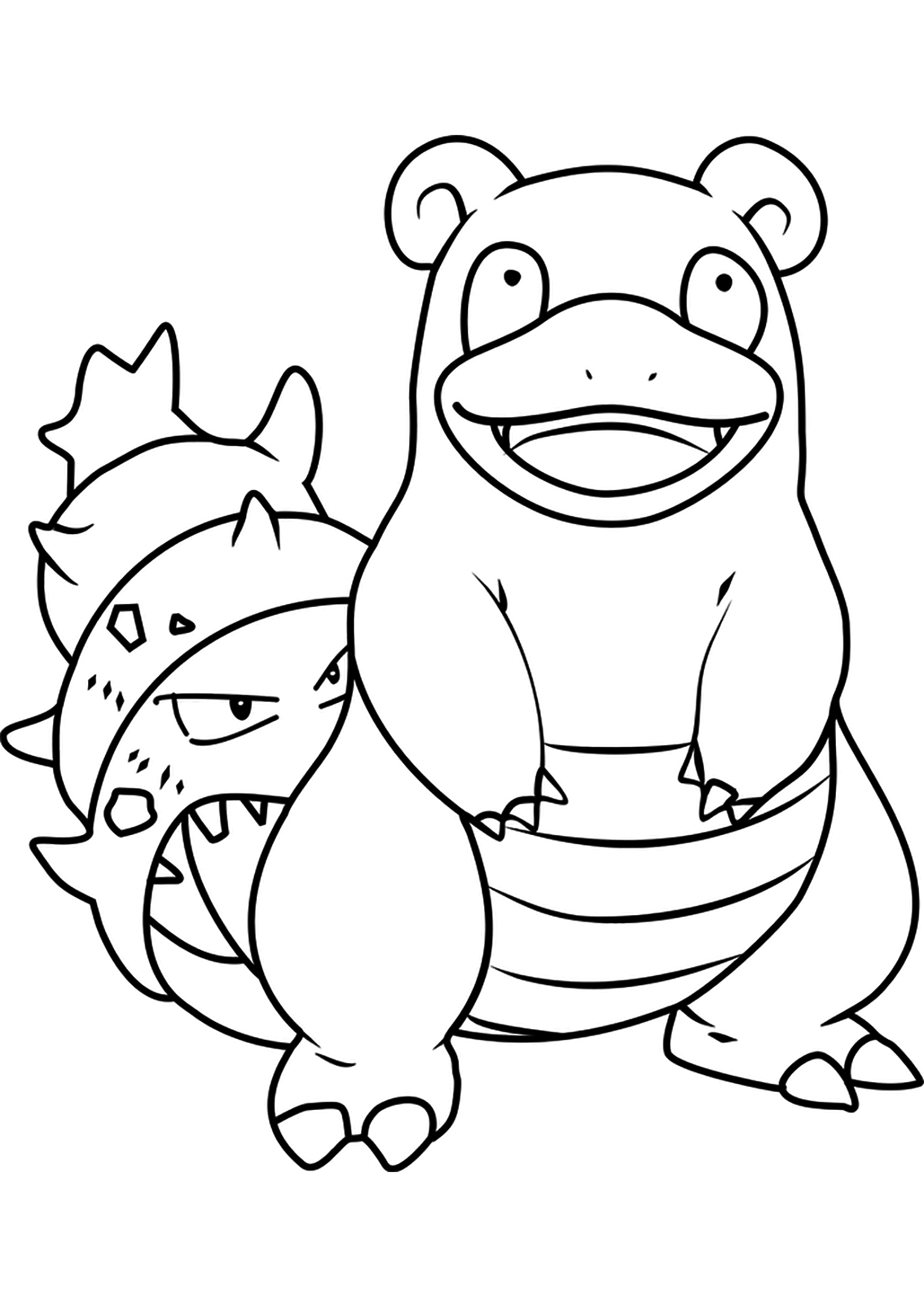 Flagadoss (No.80). Coloriage de Flagadoss (Slowbro), Pokémon de Génération I, de type : Eau et PsyOriginal image credit: Pokémon linearts by Lilly Gerbil em Deviantart.Permission:  Todos os direitos reservados © Pokémon company e Ken Sugimori.