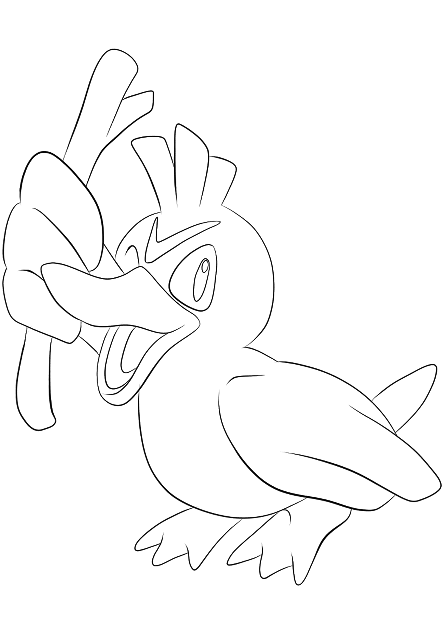 Canarticho (No.83). Coloriage de Canarticho (Farfetch'd), Pokémon de Génération I, de type : Normal et VolOriginal image credit: Pokémon linearts by Lilly Gerbil em Deviantart.Permission:  Todos os direitos reservados © Pokémon company e Ken Sugimori.