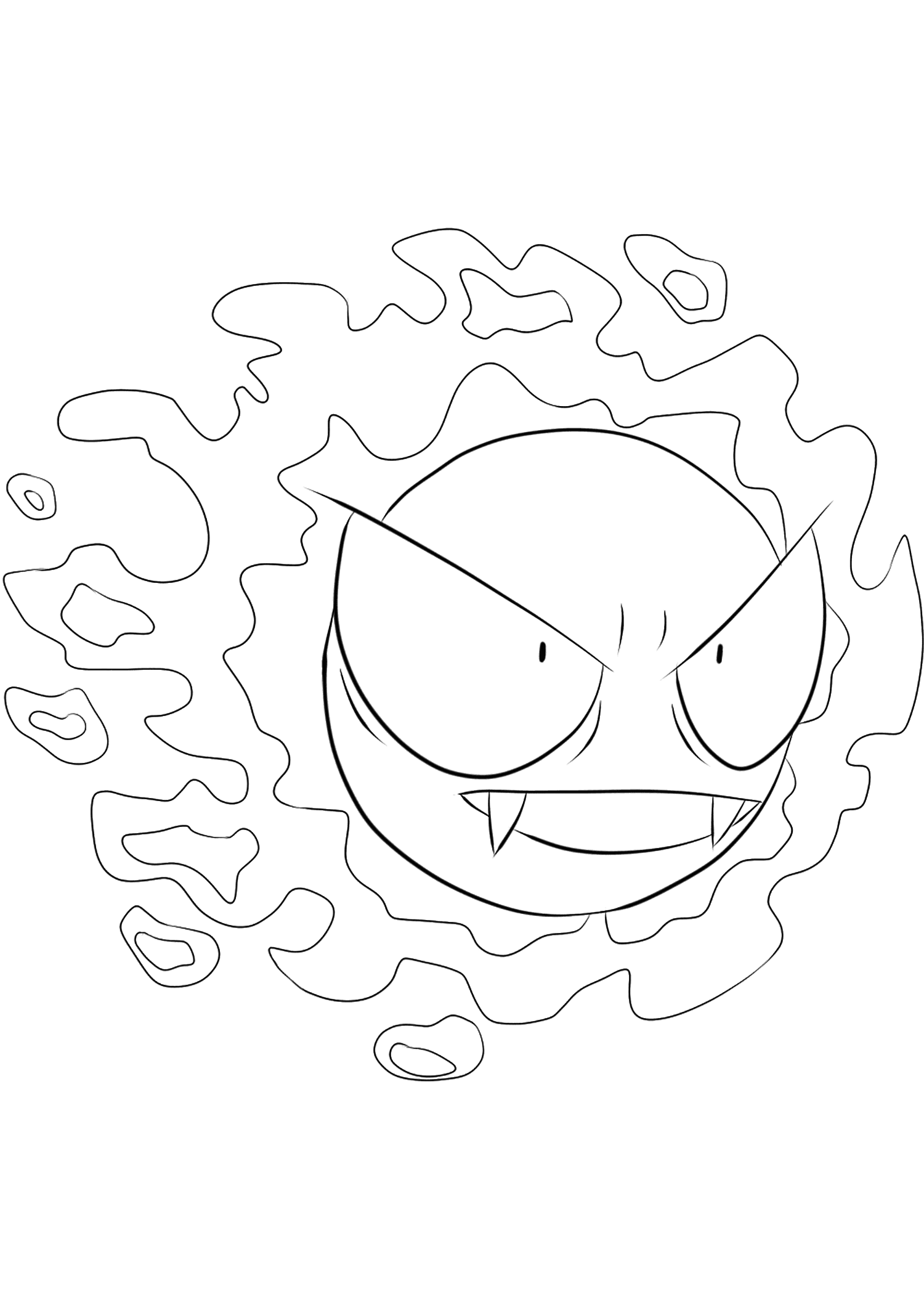 Fantominus (Nº.92). Coloriage de Fantominus (Gastly), Pokémon de Génération I, de type : Spectre et PoisonOriginal image credit: Pokémon linearts by Lilly Gerbil em Deviantart.Permission:  Todos os direitos reservados © Pokémon company e Ken Sugimori.