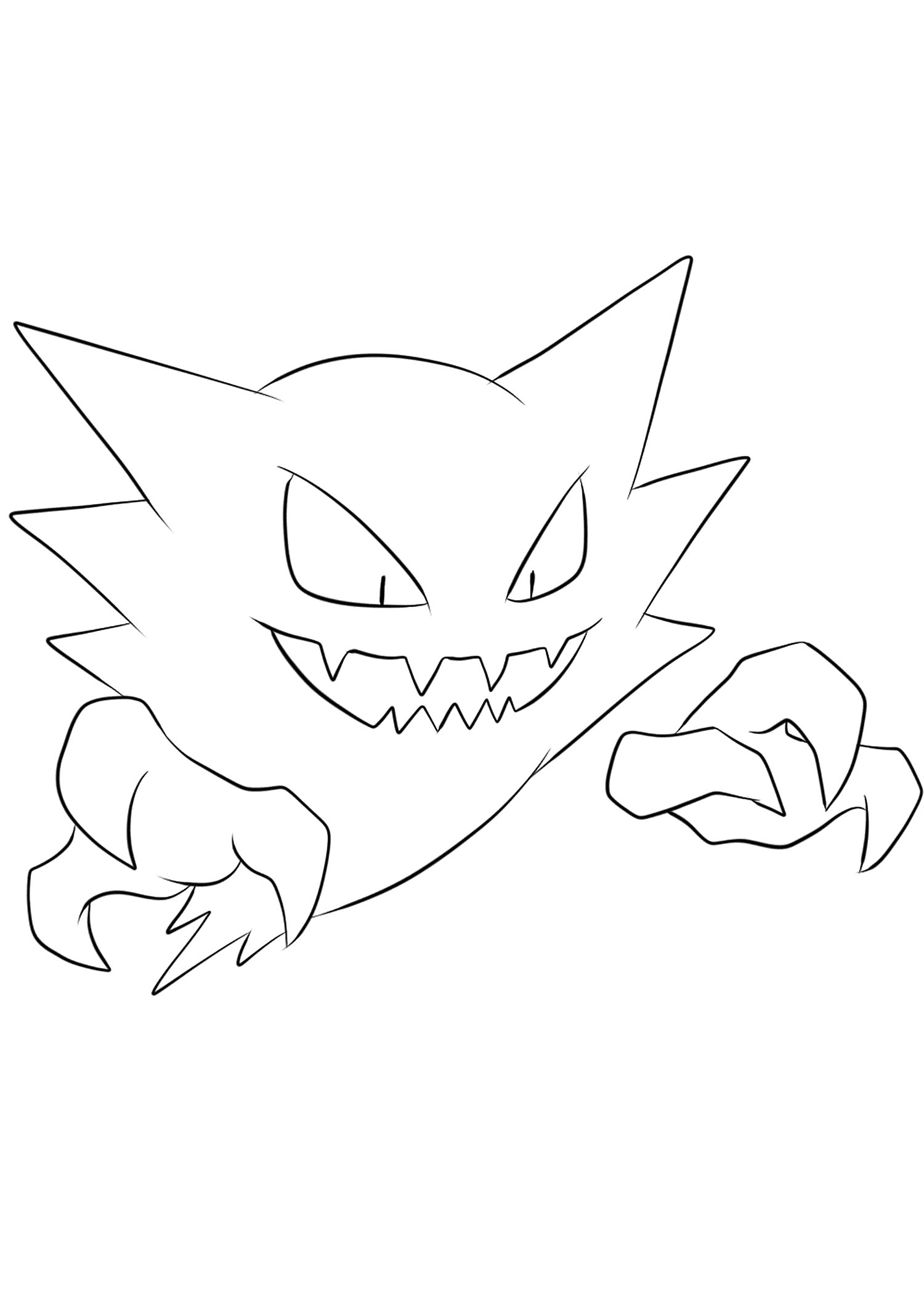 Spectrum (No.93). Coloriage de Spectrum (Haunter), Pokémon de Génération I, de type : Spectre et PoisonOriginal image credit: Pokémon linearts by Lilly Gerbil em Deviantart.Permission:  Todos os direitos reservados © Pokémon company e Ken Sugimori.