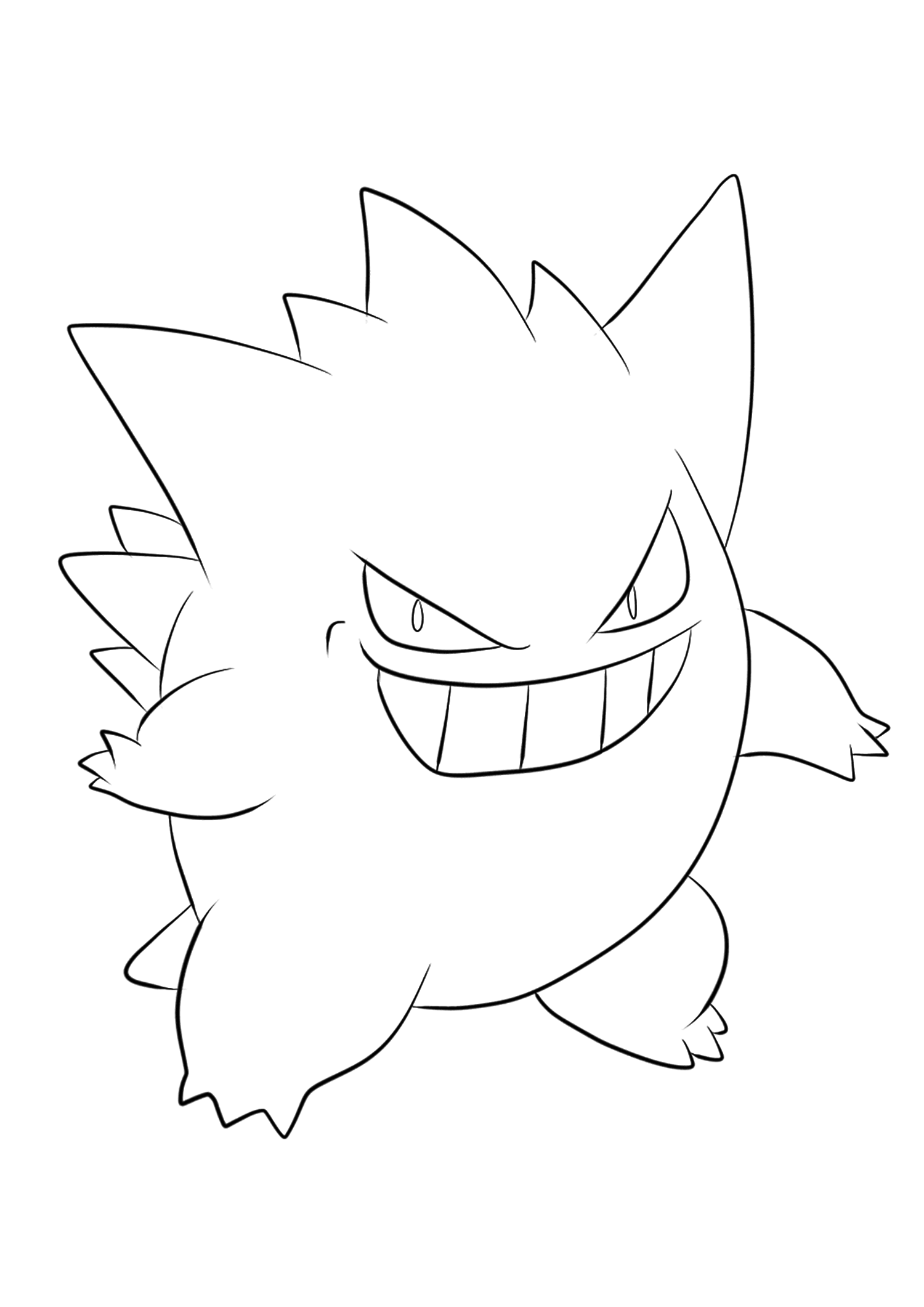 Ectoplasma (No.94). Coloriage de Ectoplasma (Gengar), Pokémon de Génération I, de type : Spectre et PoisonOriginal image credit: Pokémon linearts by Lilly Gerbil em Deviantart.Permission:  Todos os direitos reservados © Pokémon company e Ken Sugimori.