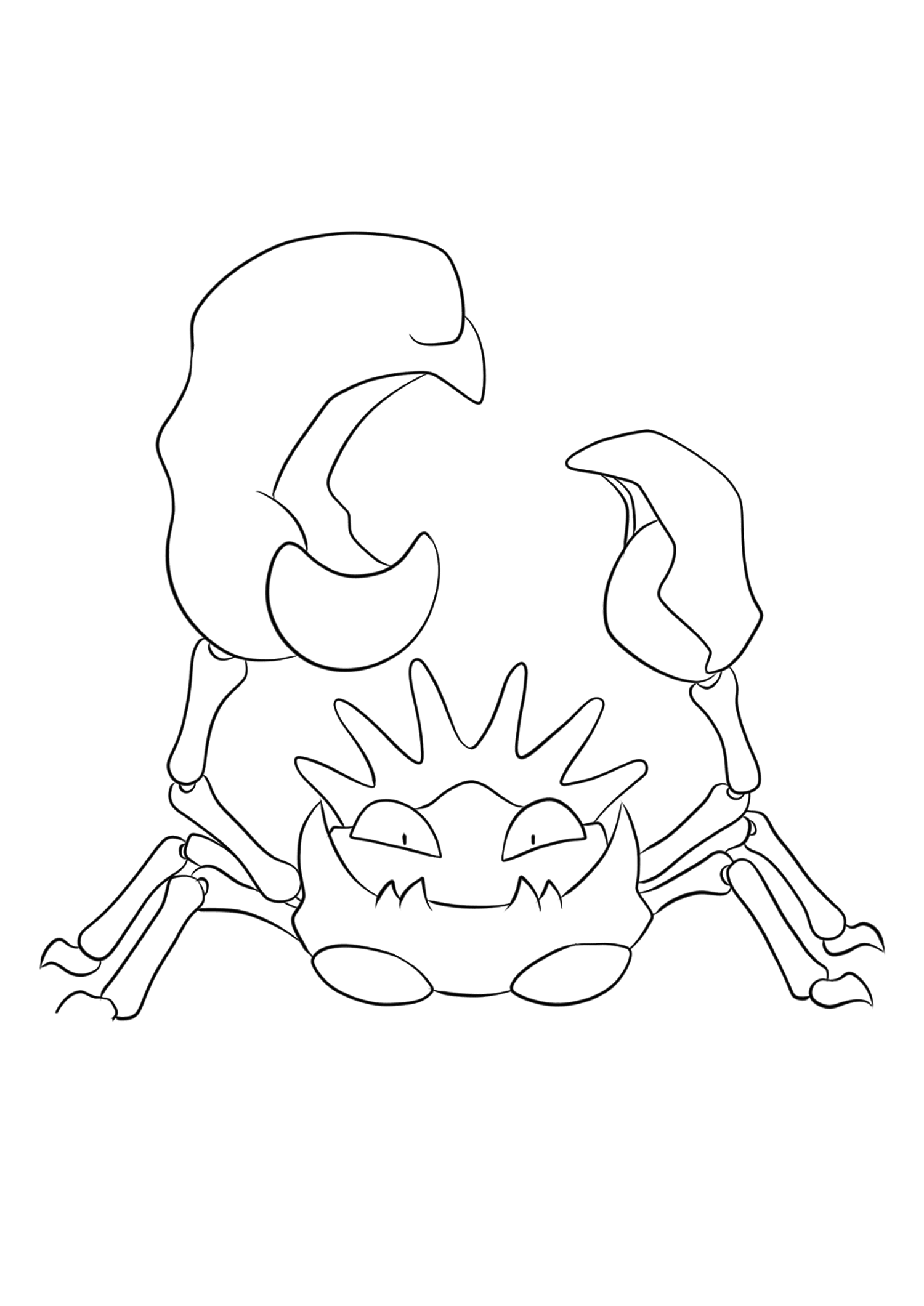 Crabboss (Nº.99). Coloriage de Krabboss (Kingler), Pokémon de Génération I, de type : Eau