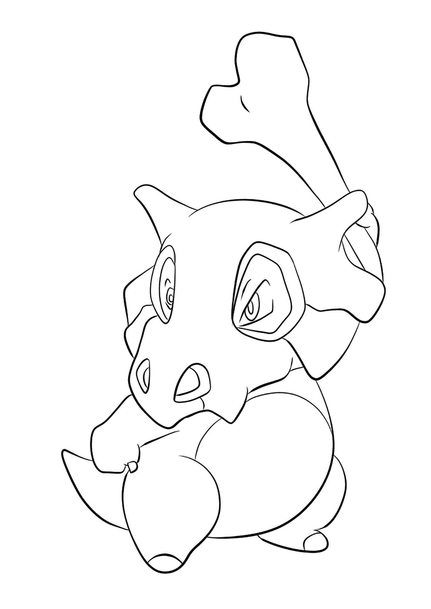 Osselait (Nº.104). Coloriage de Osselait (Cubone), Pokémon de Génération I, de type : Sol