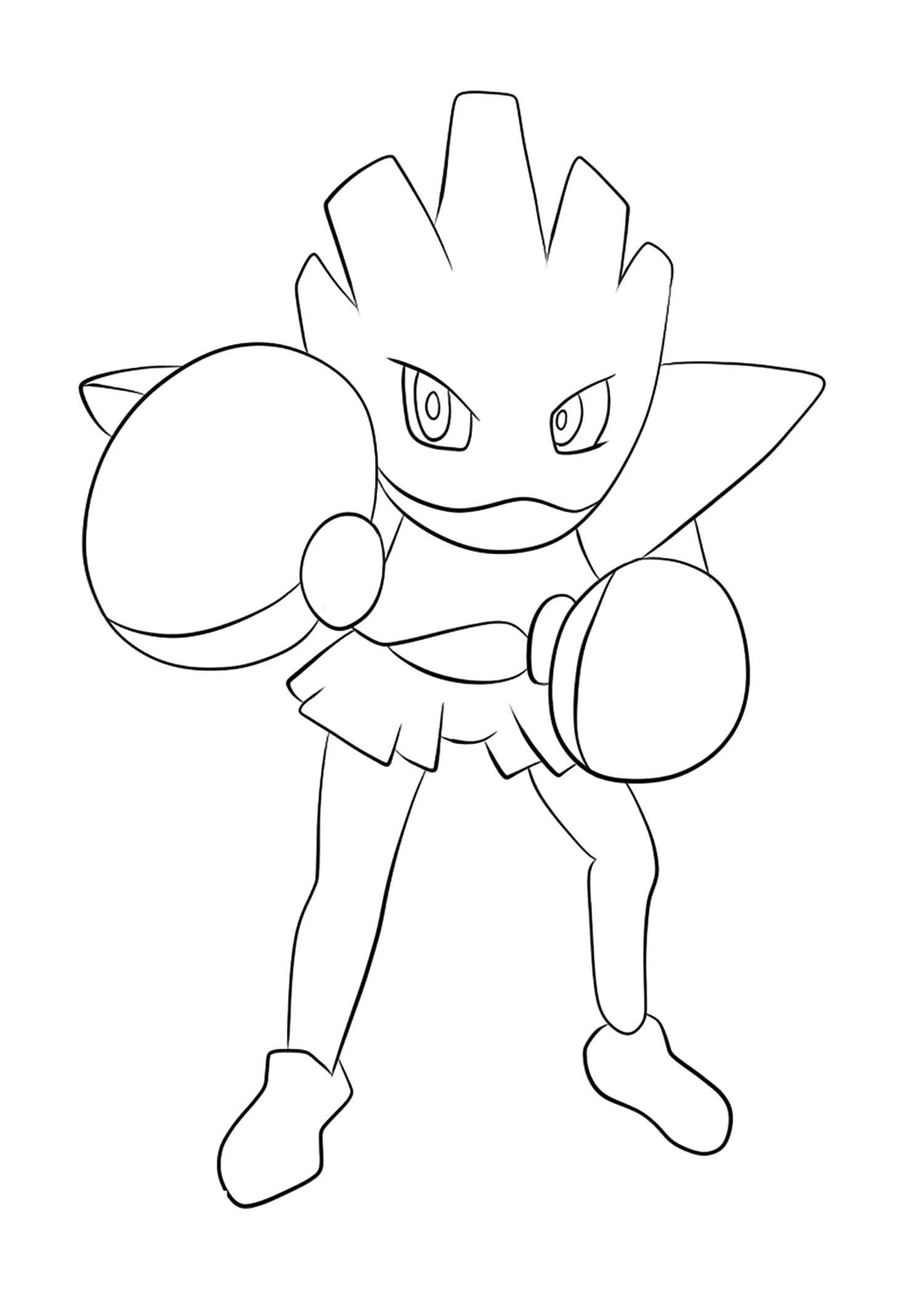 Tygnon (No.107). Coloriage de Tygnon (Hitmonchan), Pokémon de Génération I, de type : Combat