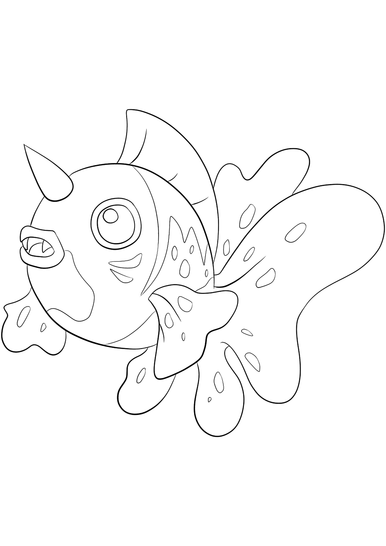 Poissoroy (No.119). Coloriage de Poissoroy (Seaking), Pokémon de Génération I, de type : Eau