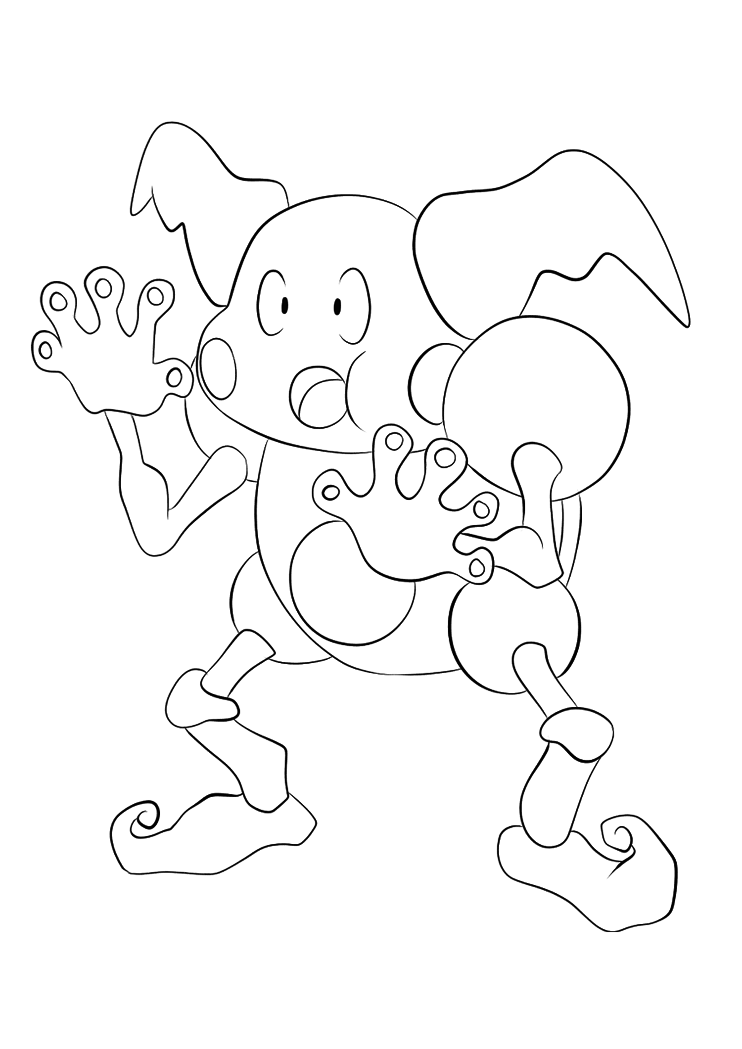 M. Mime (No.122). Coloriage de M. Mime (Mr. Mime), Pokémon de Génération I, de type : Psy et FéeOriginal image credit: Pokémon linearts by Lilly Gerbil em Deviantart.Permission:  Todos os direitos reservados © Pokémon company e Ken Sugimori.