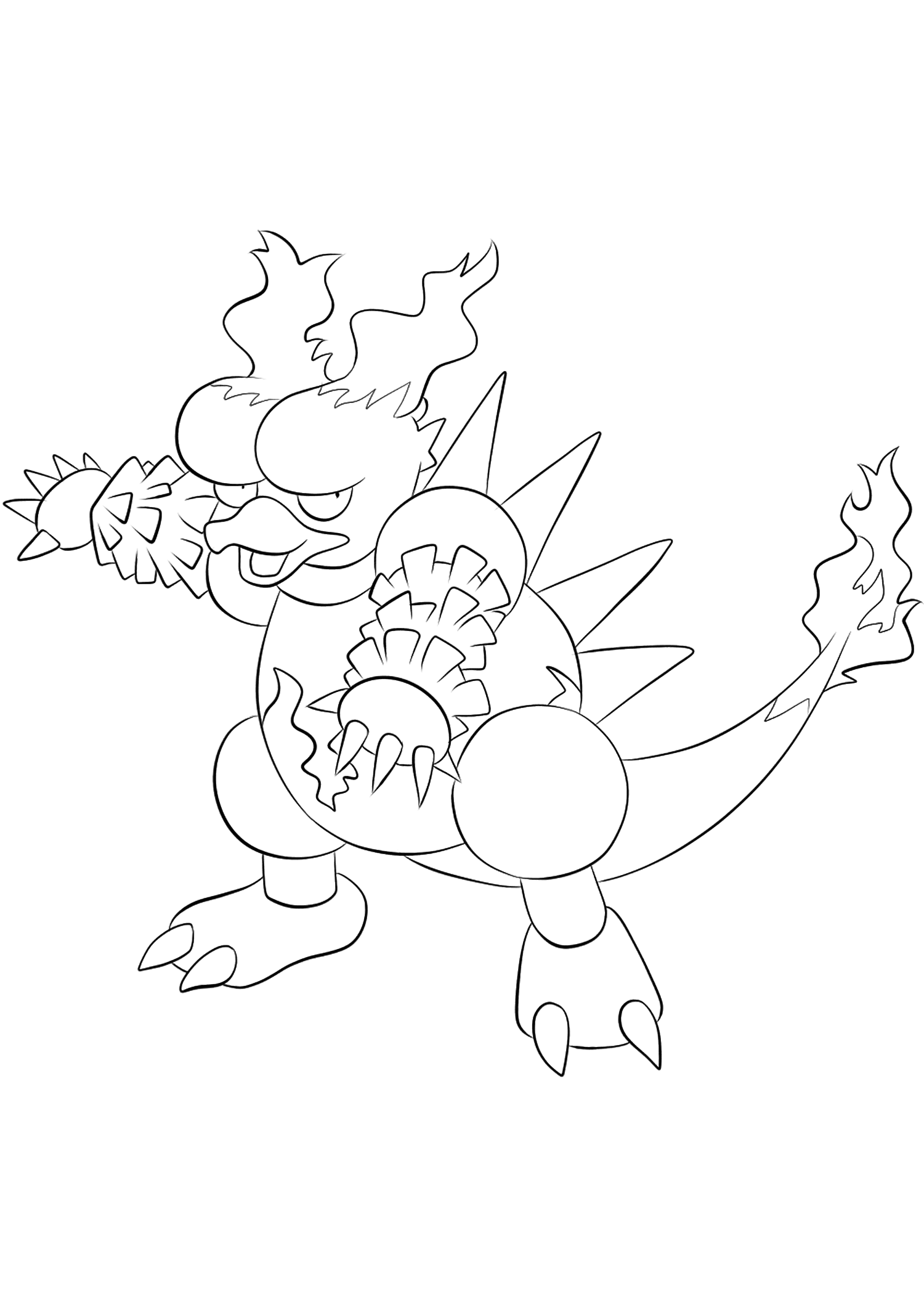 Magmar (No.126). Coloriage de Magmar (Magmar), Pokémon de Génération I, de type : Feu