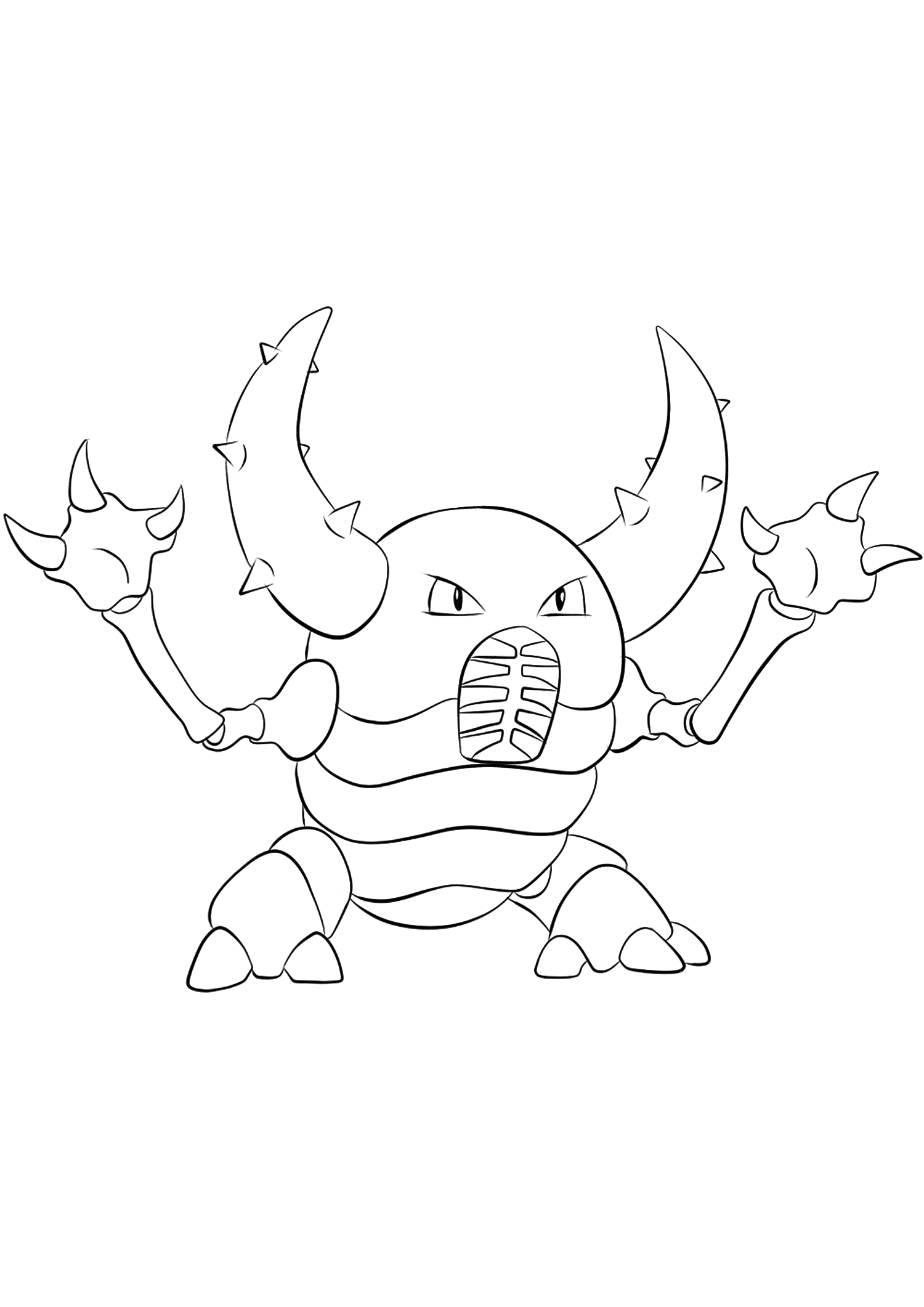 Scarabrute (Nº.127). Coloriage de Scarabrute (Pinsir), Pokémon de Génération I, de type : Insecte