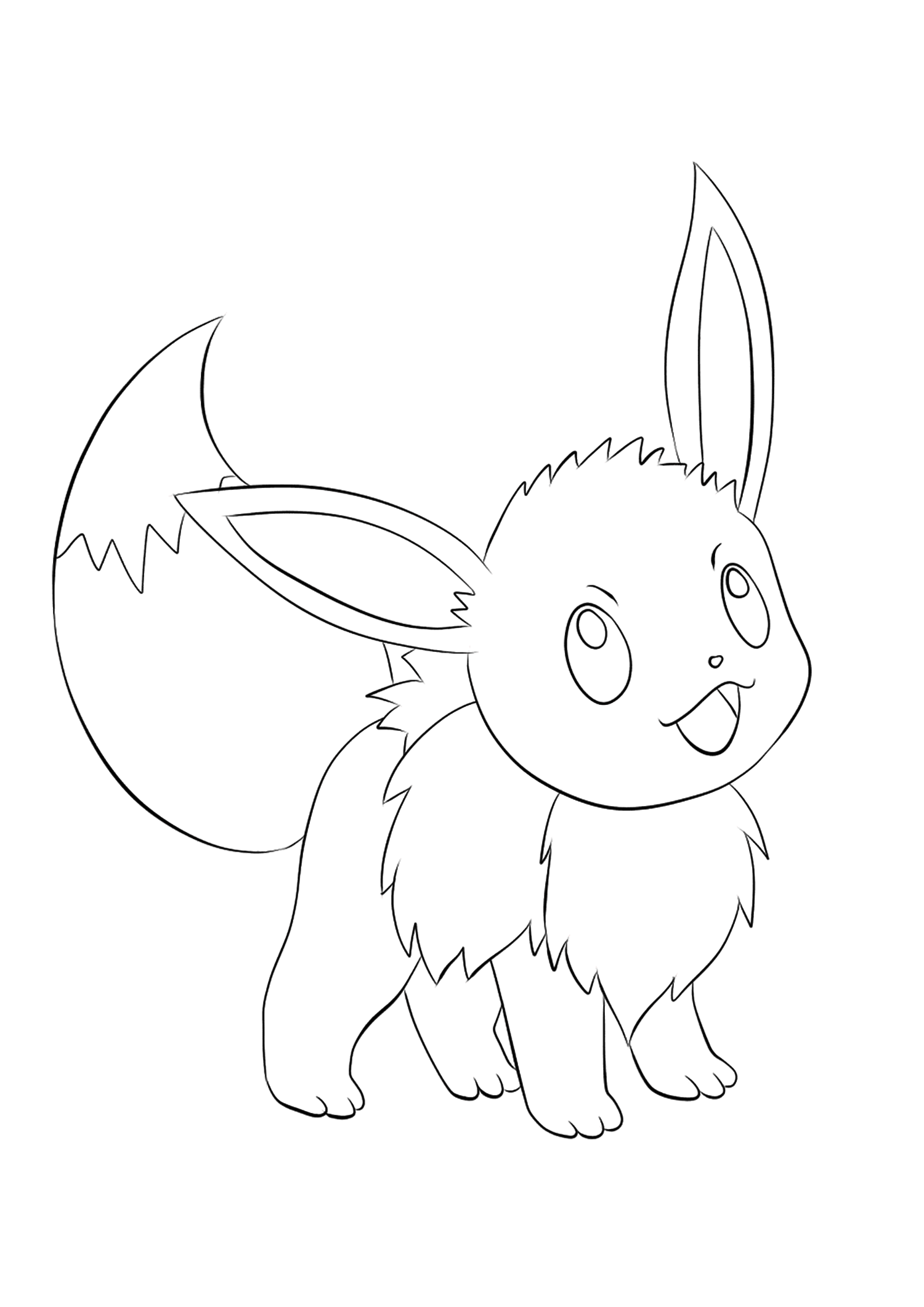 Evoli (No.133). Coloriage de Évoli (Eevee), Pokémon de Génération I, de type : Normal