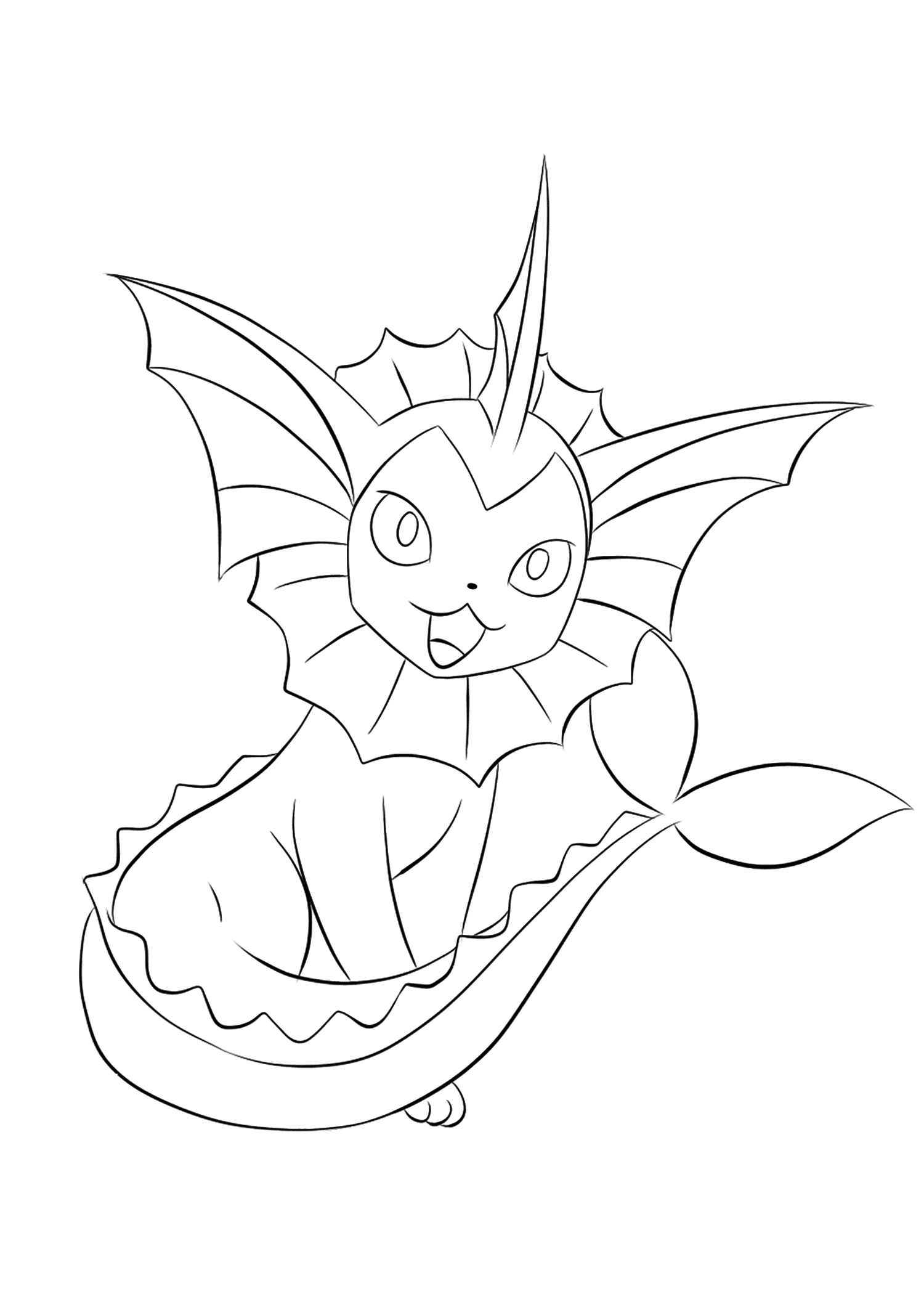 Aquali (Nº.134). Coloriage de Aquali (Vaporeon), Pokémon de Génération I, de type : Eau