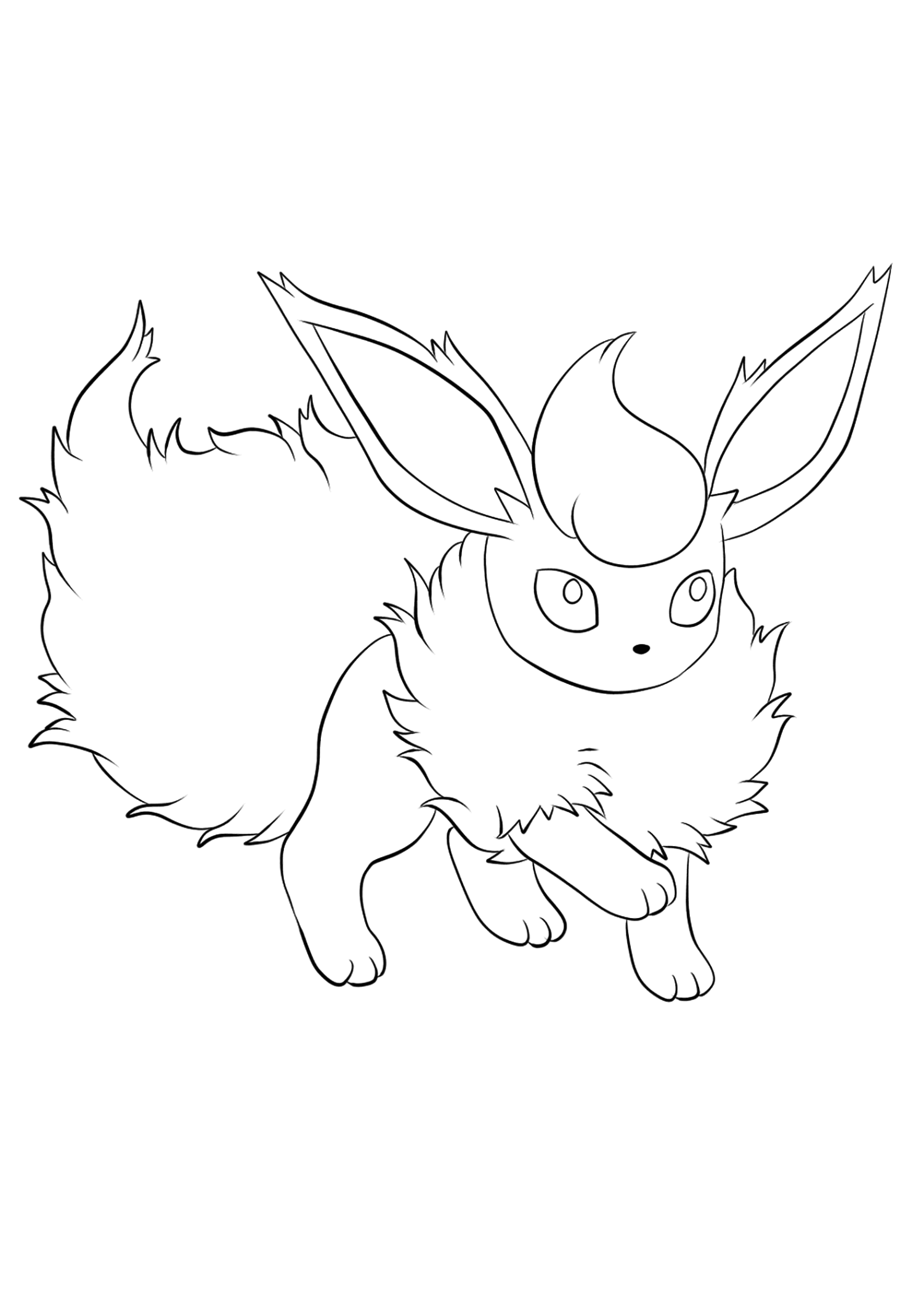 Piroli (No.136). Coloriage de Pyroli (Flareon), Pokémon de Génération I, de type : Feu