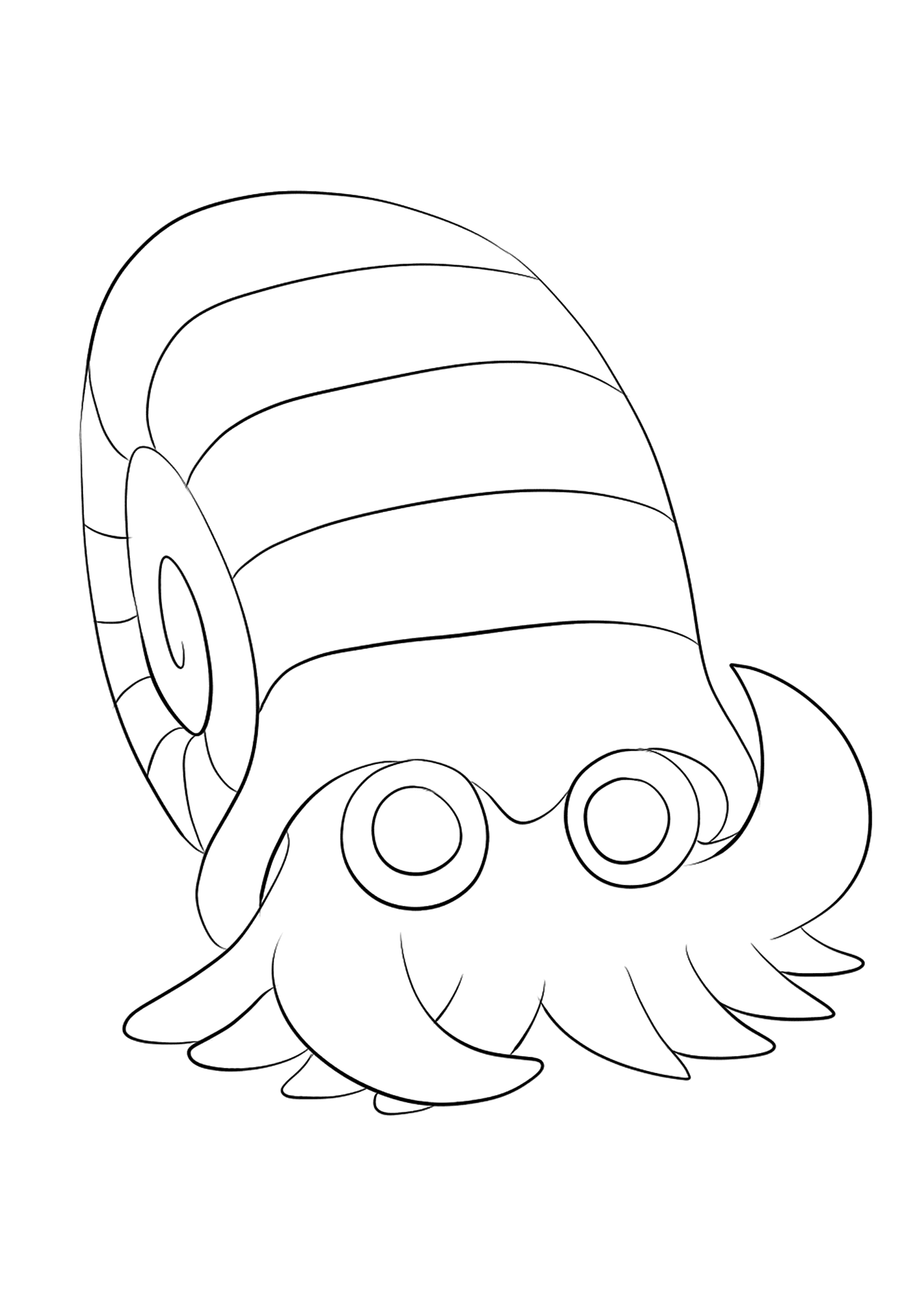 Amonita (N.º.138). Coloriage de Amonita (Omanyte), Pokémon de Génération I, de type : Roche et EauOriginal image credit: Pokémon linearts by Lilly Gerbil em Deviantart.Permission:  Todos os direitos reservados © Pokémon company e Ken Sugimori.