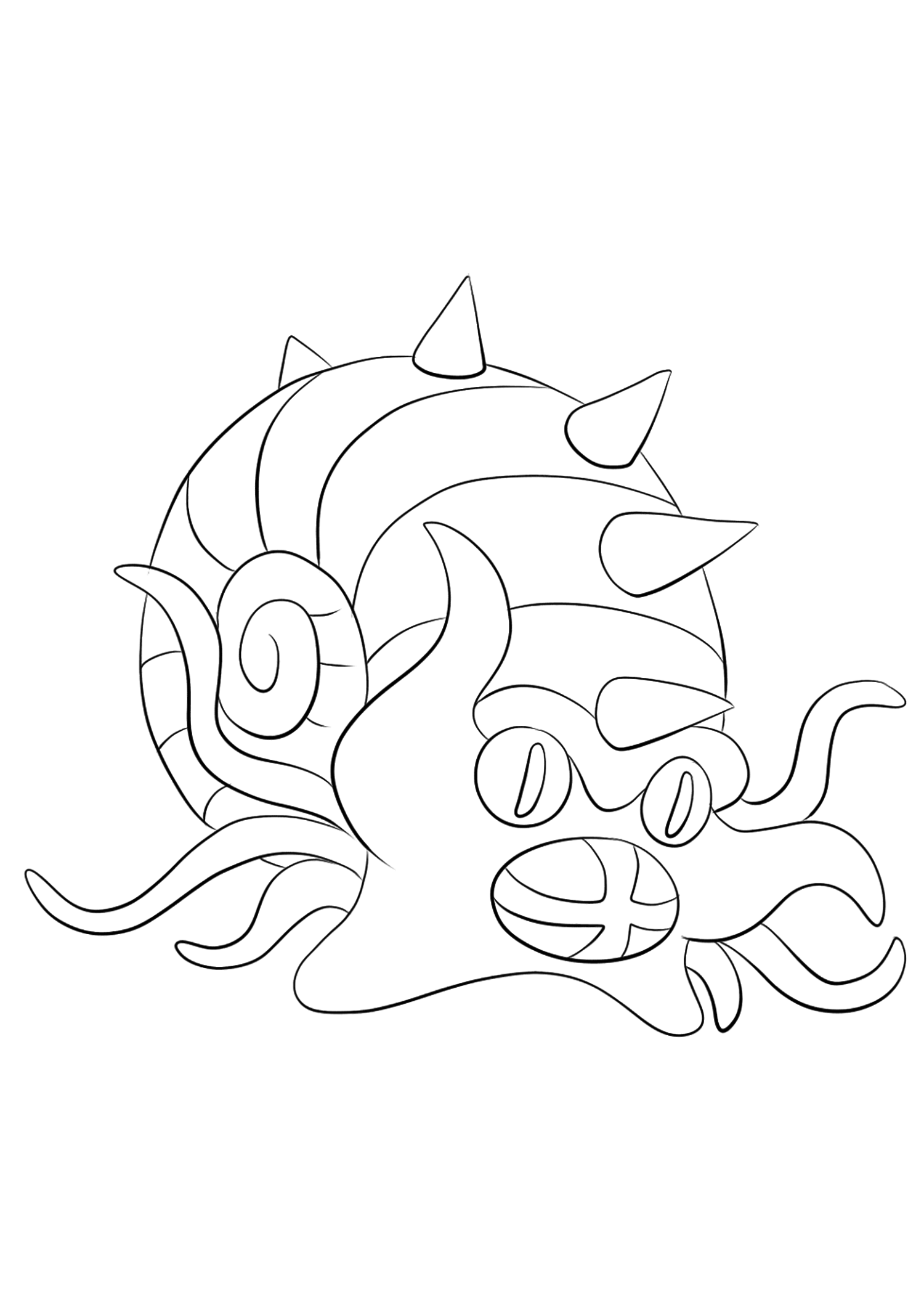 Amonistar (No.139). Coloriage de Amonistar (Omastar), Pokémon de Génération I, de type : Roche et EauOriginal image credit: Pokémon linearts by Lilly Gerbil em Deviantart.Permission:  Todos os direitos reservados © Pokémon company e Ken Sugimori.