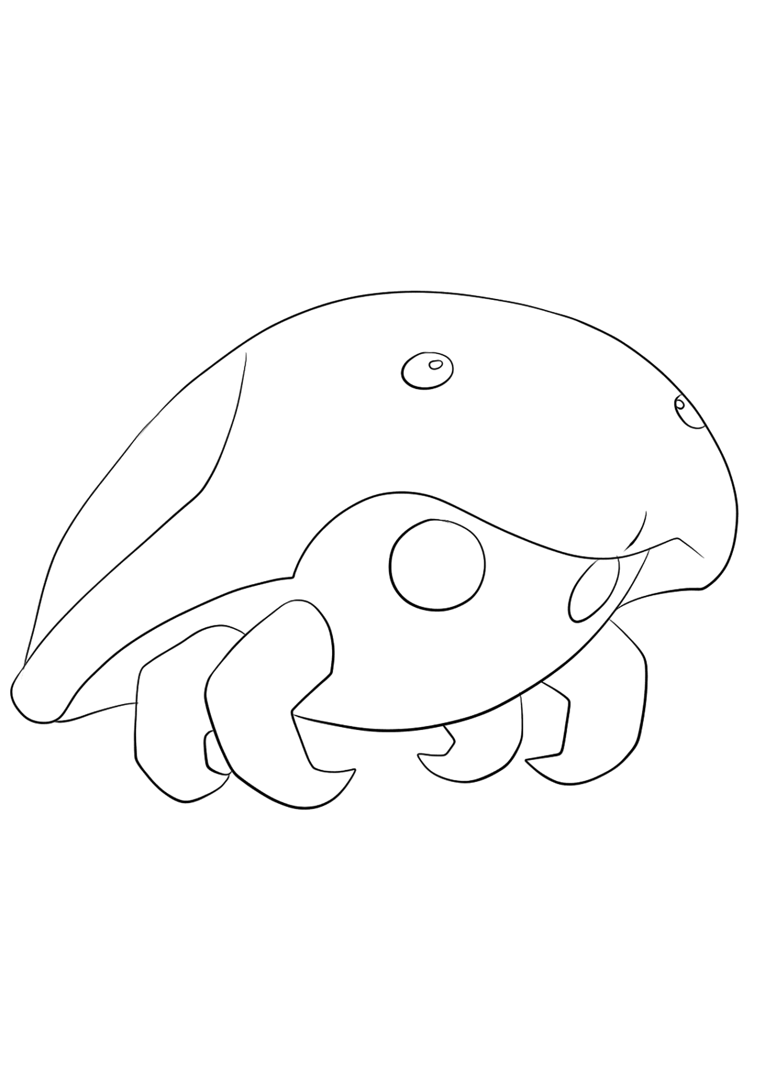 Kabuto (Nº.140). Coloriage de Kabuto (Kabuto), Pokémon de Génération I, de type : Roche et EauOriginal image credit: Pokémon linearts by Lilly Gerbil em Deviantart.Permission:  Todos os direitos reservados © Pokémon company e Ken Sugimori.