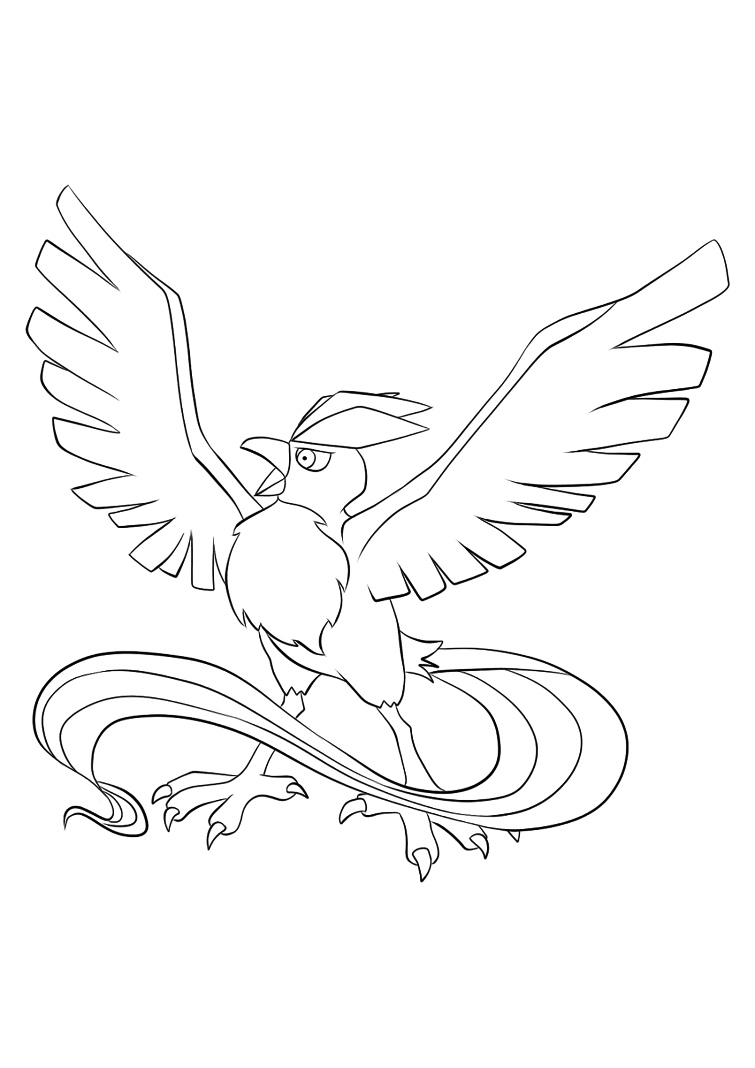 Articodina (N.º.144). Coloriage de Artikodin (Articuno), Pokémon de Génération I, de type : Glace et VolOriginal image credit: Pokémon linearts by Lilly Gerbil em Deviantart.Permission:  Todos os direitos reservados © Pokémon company e Ken Sugimori.