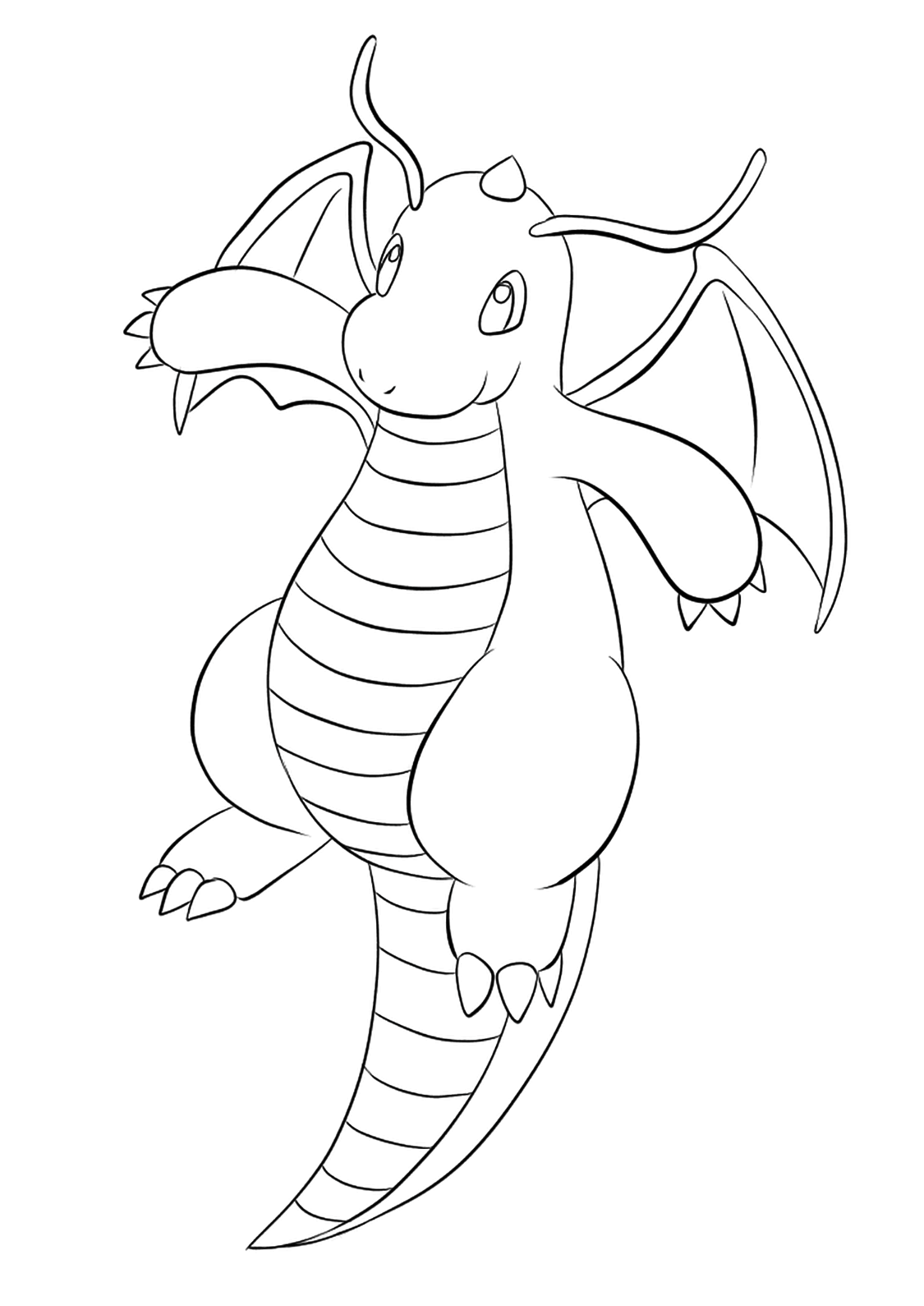 Dracolosse (No.149). Coloriage de Dracolosse (Dragonite), Pokémon de Génération I, de type : Dragon et VolOriginal image credit: Pokémon linearts by Lilly Gerbil em Deviantart.Permission:  Todos os direitos reservados © Pokémon company e Ken Sugimori.