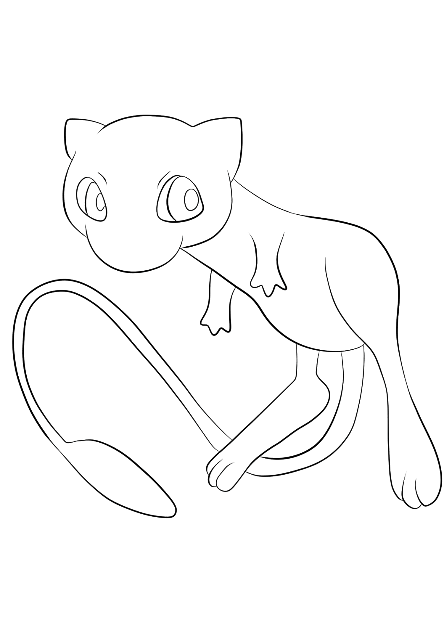 Meixo (Nº.151). Coloriage de Mew (Mew), Pokémon de Génération II, de type : PsyCrédito da imagem original: Pokémon linearts by Lilly Gerbil on Deviantart.Permission:  Todos os direitos reservados © Pokémon company e Ken Sugimori.