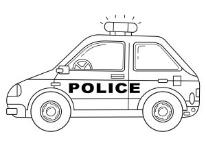 Página de para colorir e imprimir para crianças : Voiture de Polícia de profil