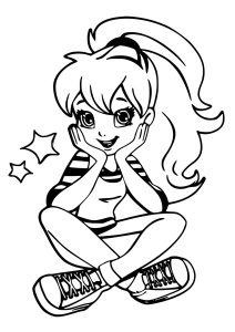 Página de Polly Pocket para colorir e imprimir para crianças : Rapariga jovem e bonita