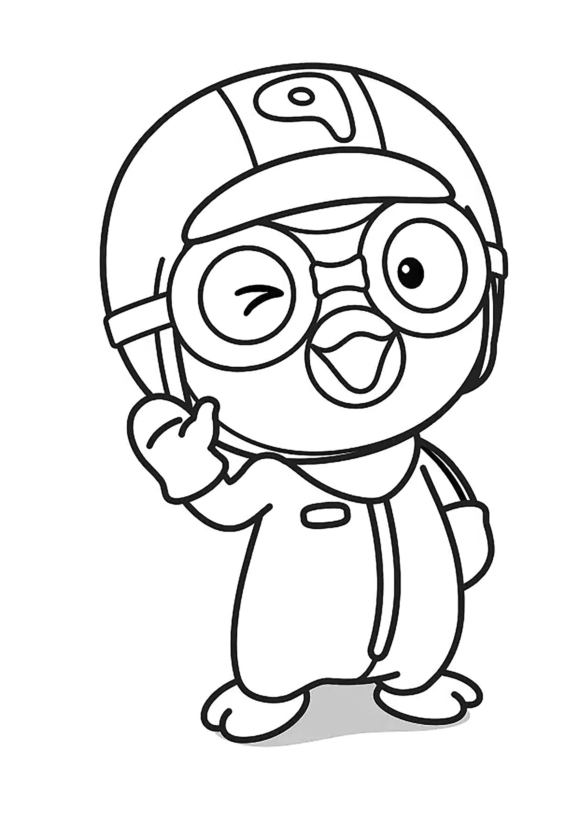 Colorir Pororo simples (Página para colorir e imprimir para crianças)