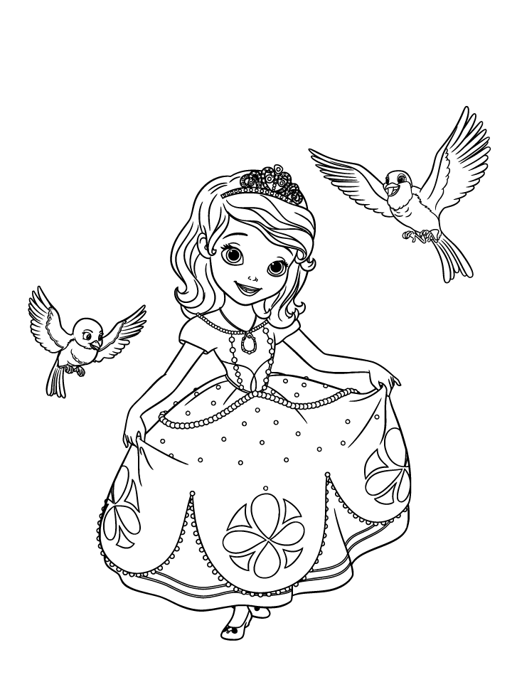 Magnífico desenho da Princesa Sofia para imprimir e colorir