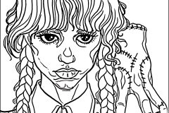 Páginas de Wandinha para colorir e imprimir para crianças