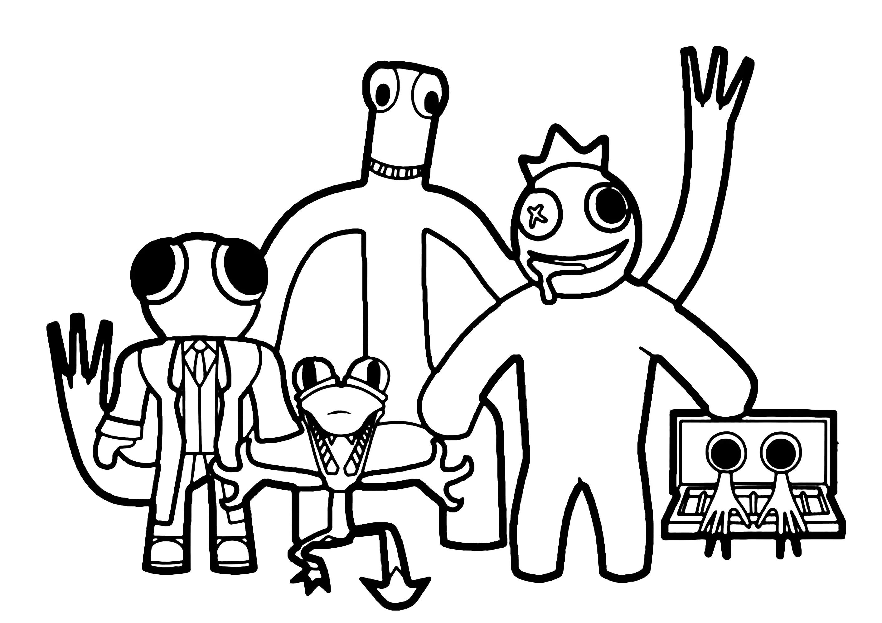Criaturas dos Amigos do Arco-Íris (Página de Rainbow friends para colorir e imprimir para crianças)