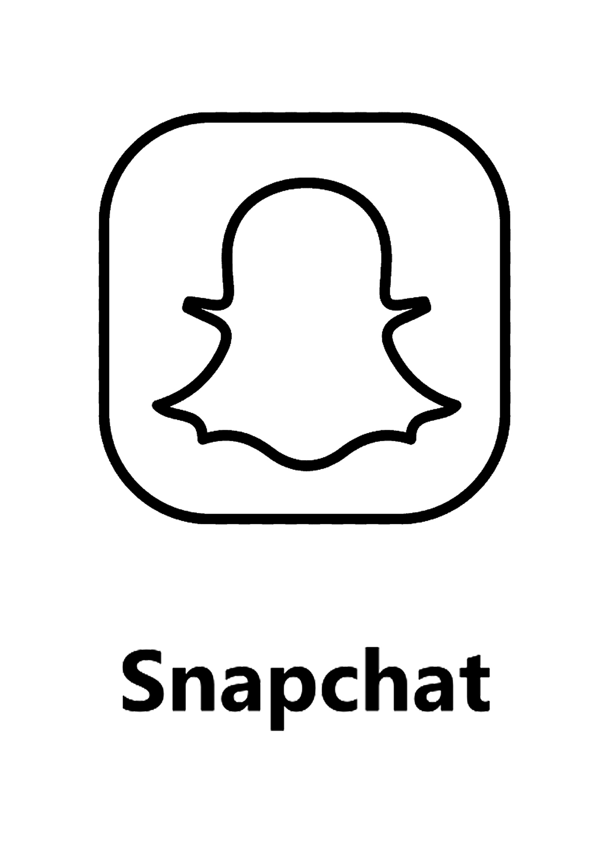 Logotipo Snapchat para colorir em. Snapchat é uma aplicação gratuita de partilha de fotos e vídeos da Snap Inc, concebida e desenvolvida por estudantes da Universidade de Stanford na Califórnia.